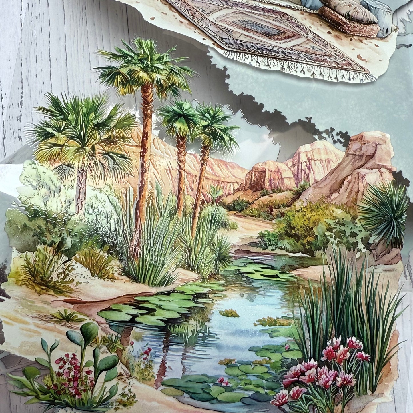 PET 3D raised Landscape2 tape,one roll fashion, junk journal, scrapbooking,bullet journal, card making.