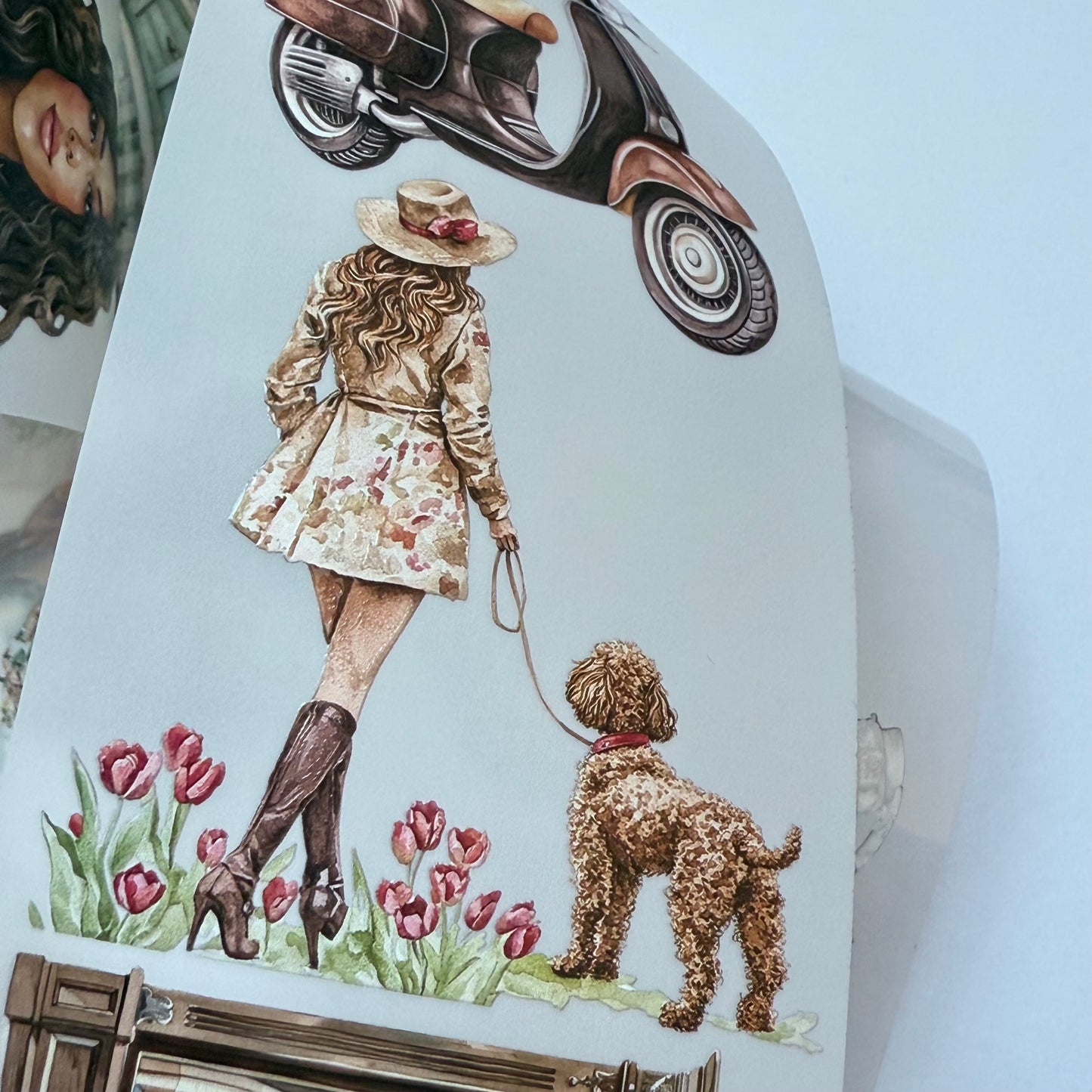 PET 3D raised tape Tulips in the city and Spring countryside tape,one roll fashion, junk journal, scrapbooking,bullet journal, card making.
