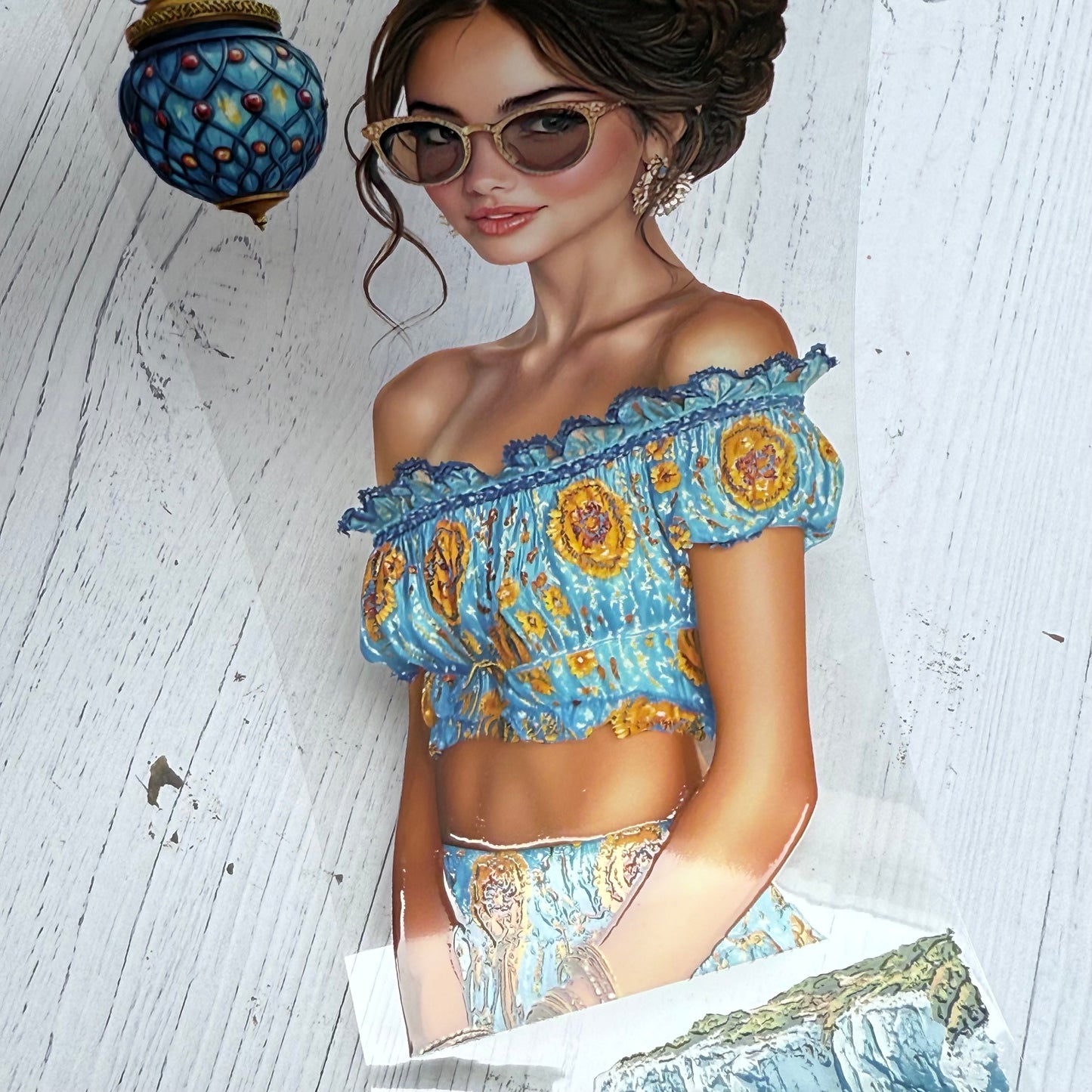 PET 3D raised Becoming Mom and Santorini2 tape,one roll fashion, junk journal, scrapbooking,bullet journal, card making.
