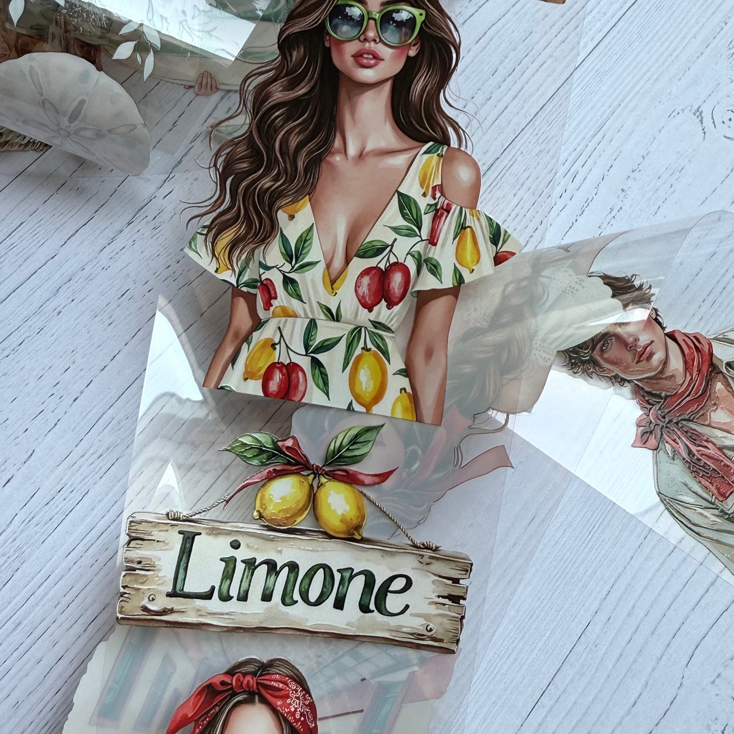 PET 3D raised White Beach and Sunny Sicily tape,one roll fashion, junk journal, scrapbooking,bullet journal, card making.