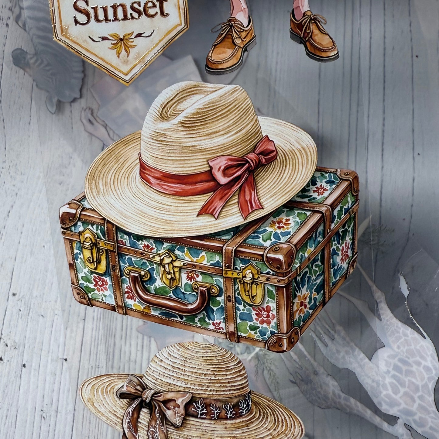 PET 3D raised African sunset and Granada dream tape,one roll fashion, junk journal, scrapbooking,bullet journal, card making.