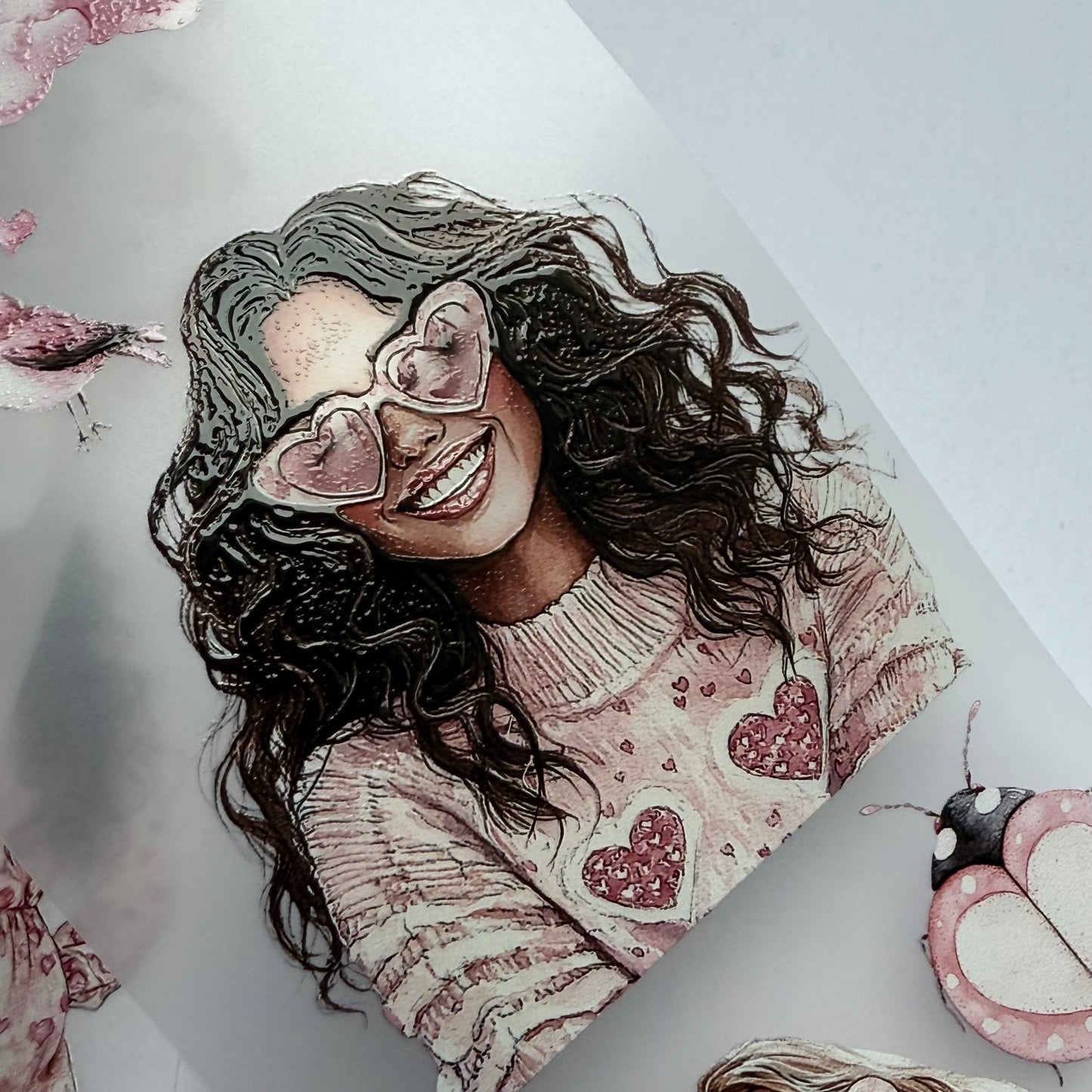 PET 3D raised tape winter in love and blush Valentine tape,one roll fashion, junk journal, scrapbooking,bullet journal, card making.