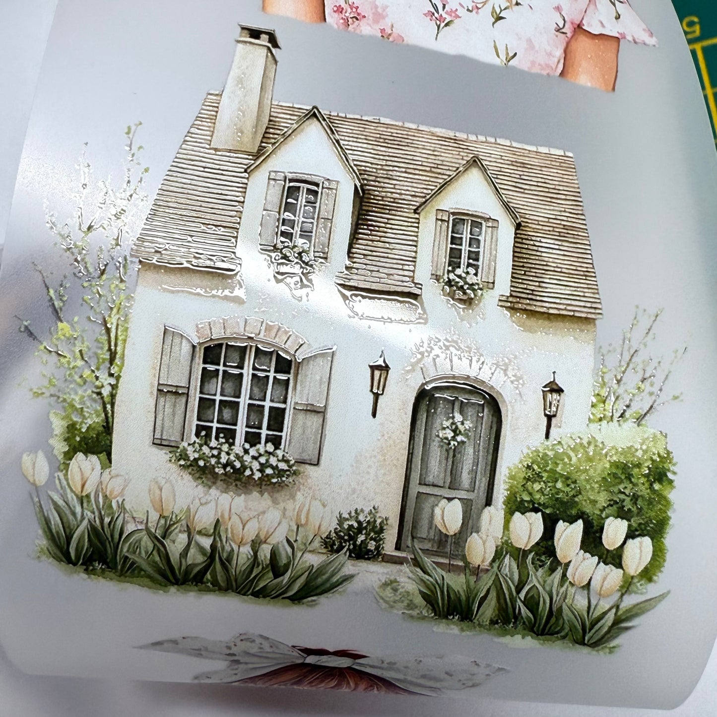 PET 3D raised spring picnic in cottage tape,one roll fashion, junk journal, scrapbooking,bullet journal, card making.