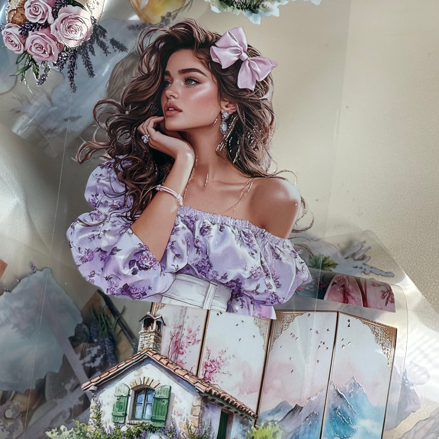 PET 3D raised Lavender Provence and Japanese dreams tape,one roll fashion, junk journal, scrapbooking,bullet journal, card making.