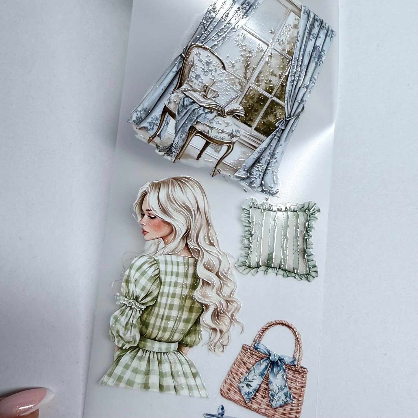 PET 3D raised Grandmillennial Aestethic and ivory bloom tape,one roll fashion, junk journal, scrapbooking,bullet journal, card making.