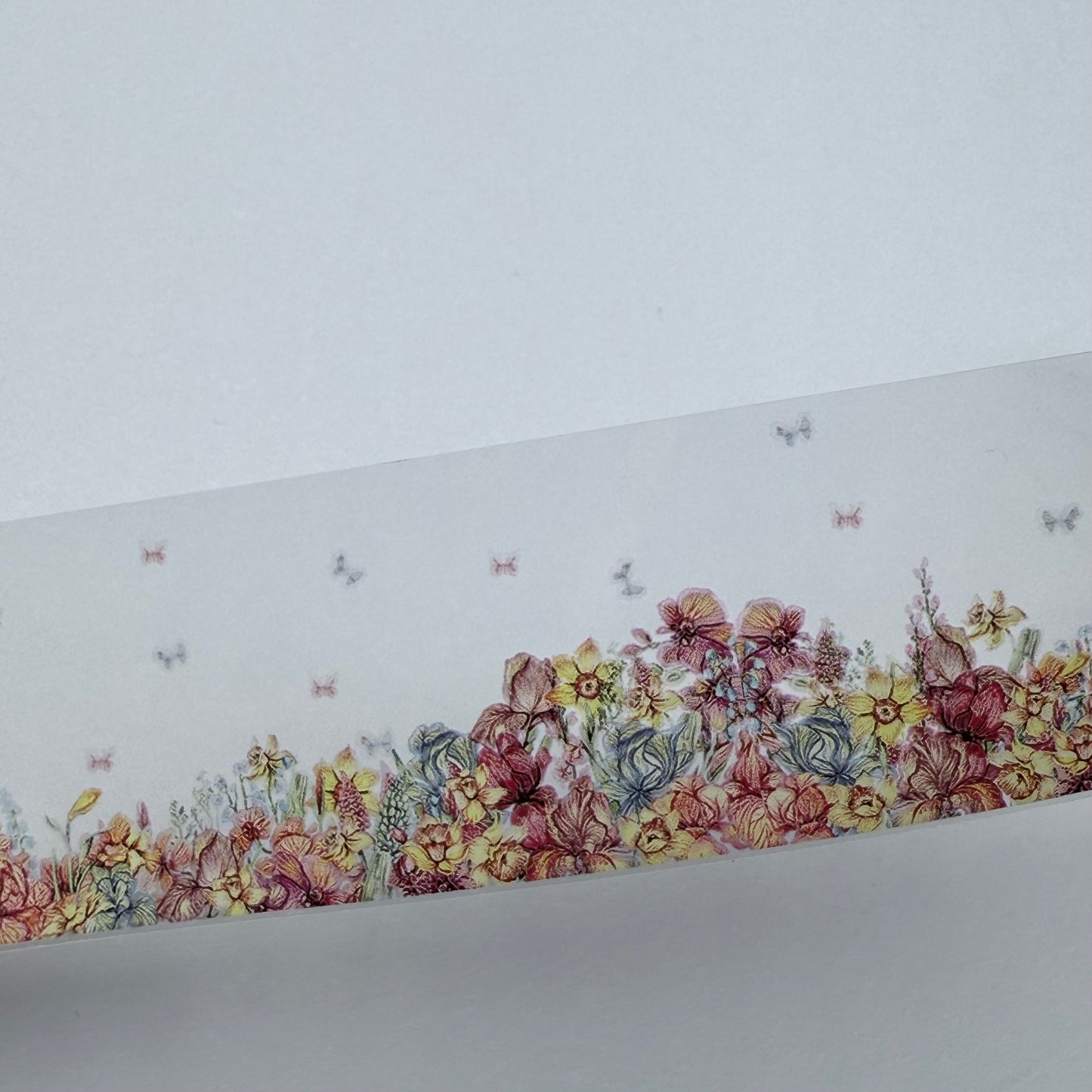 PET 3D raised Narcissus and Sunflower tape,one roll fashion, junk journal, scrapbooking,bullet journal, card making.