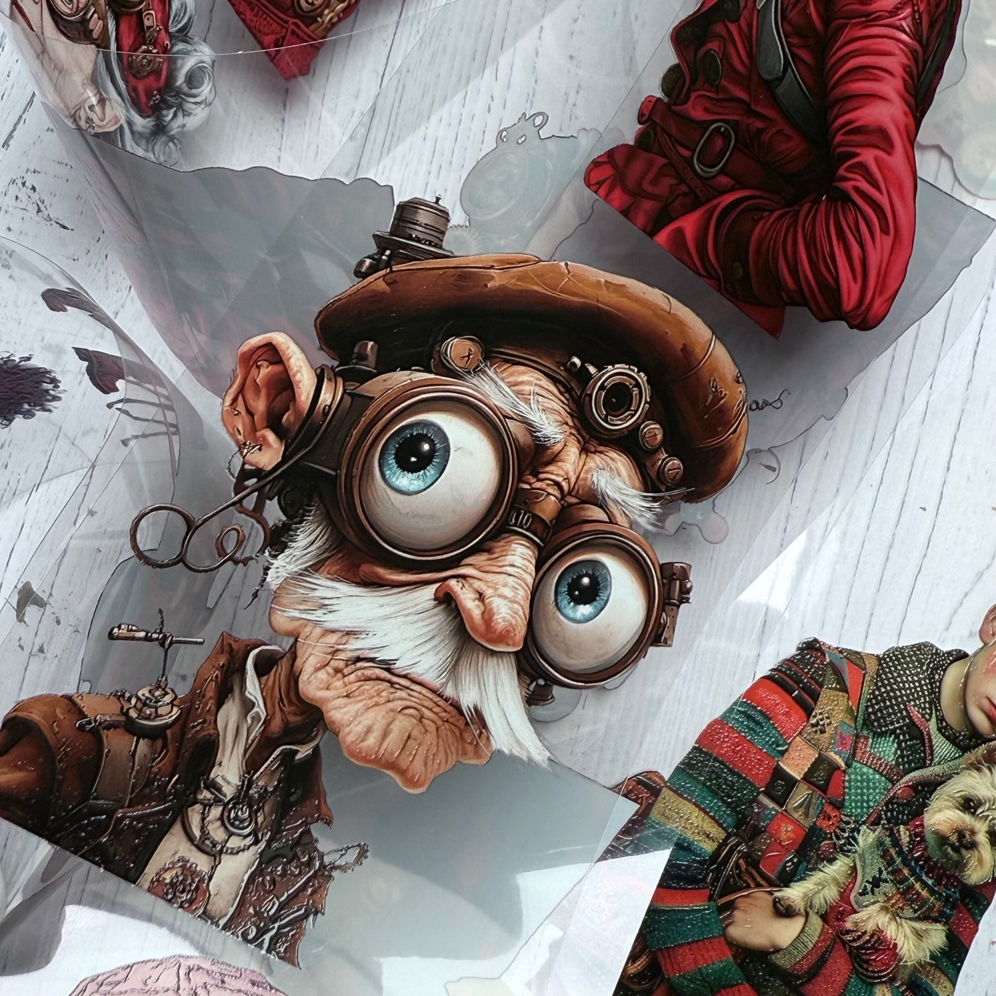 PET 3D raised Steampunk Oldies and Quirky People & Dogs tape,one roll fashion, junk journal, scrapbooking,bullet journal, card making.