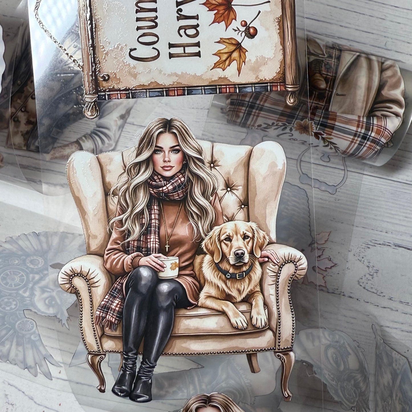 PET 3D raised Steampunk ballroom soiree and Autumn in the country tape,one roll fashion, junk journal, scrapbooking,bullet journal, card making.