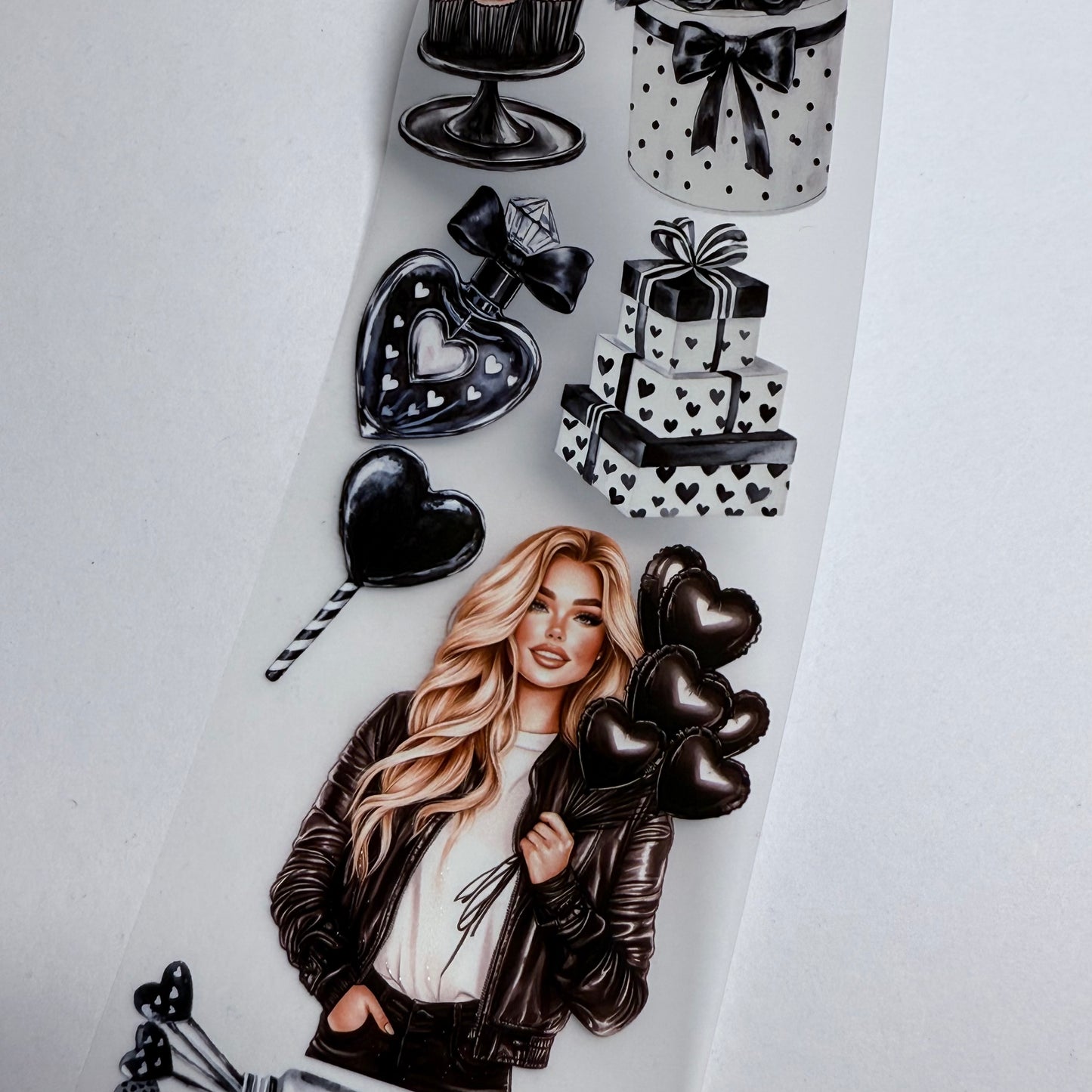 PET 3D raised black and cottagecore romance tape,one roll fashion, junk journal, scrapbooking,bullet journal, card making.
