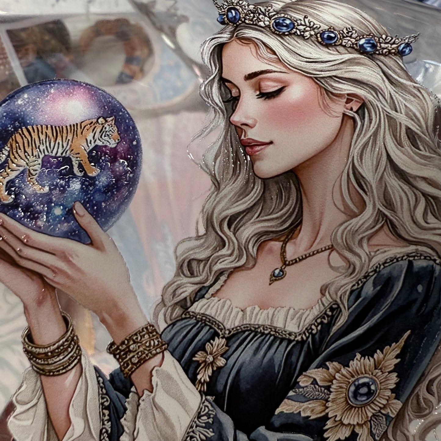 PET 3D raised Celestial tiger queen and Zephyra summer tape,one roll fashion, junk journal, scrapbooking,bullet journal, card making.