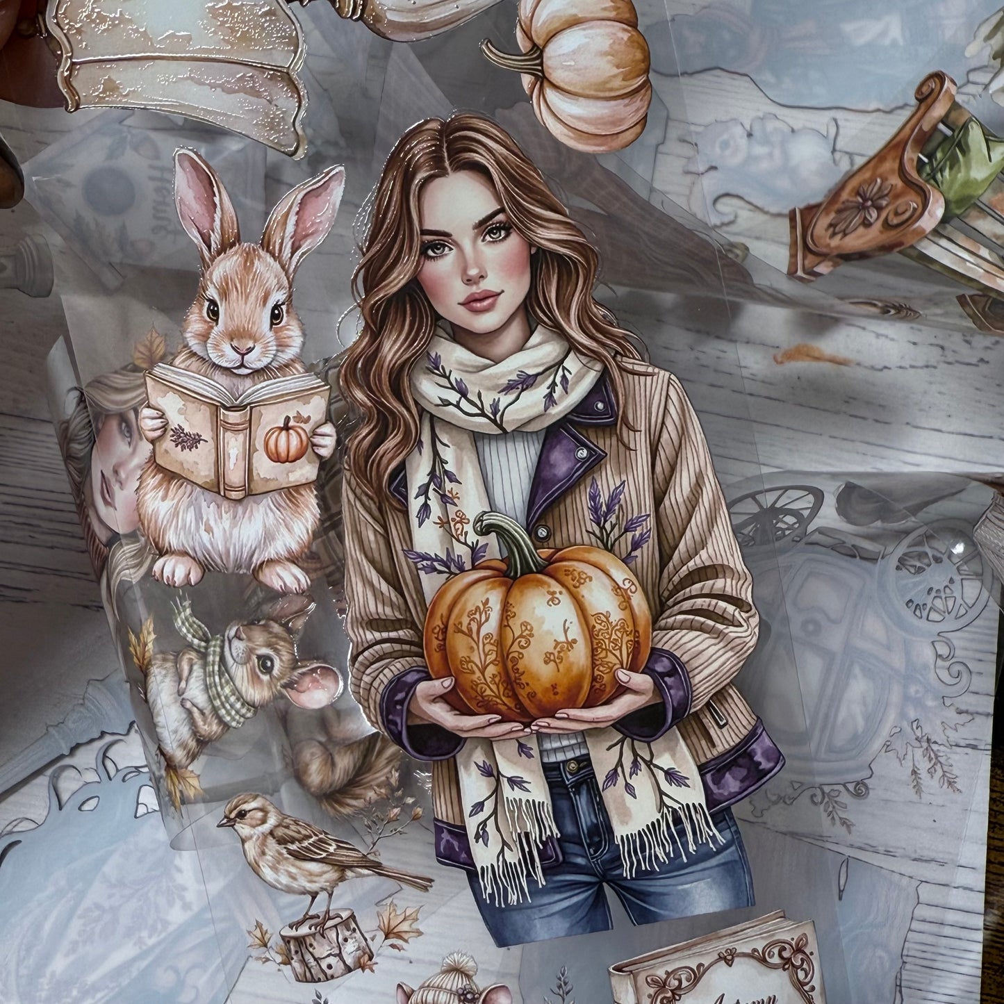PET 3D raised Goldcrest Glade and Storyglow Autumn tape,one roll fashion, junk journal, scrapbooking,bullet journal, card making.