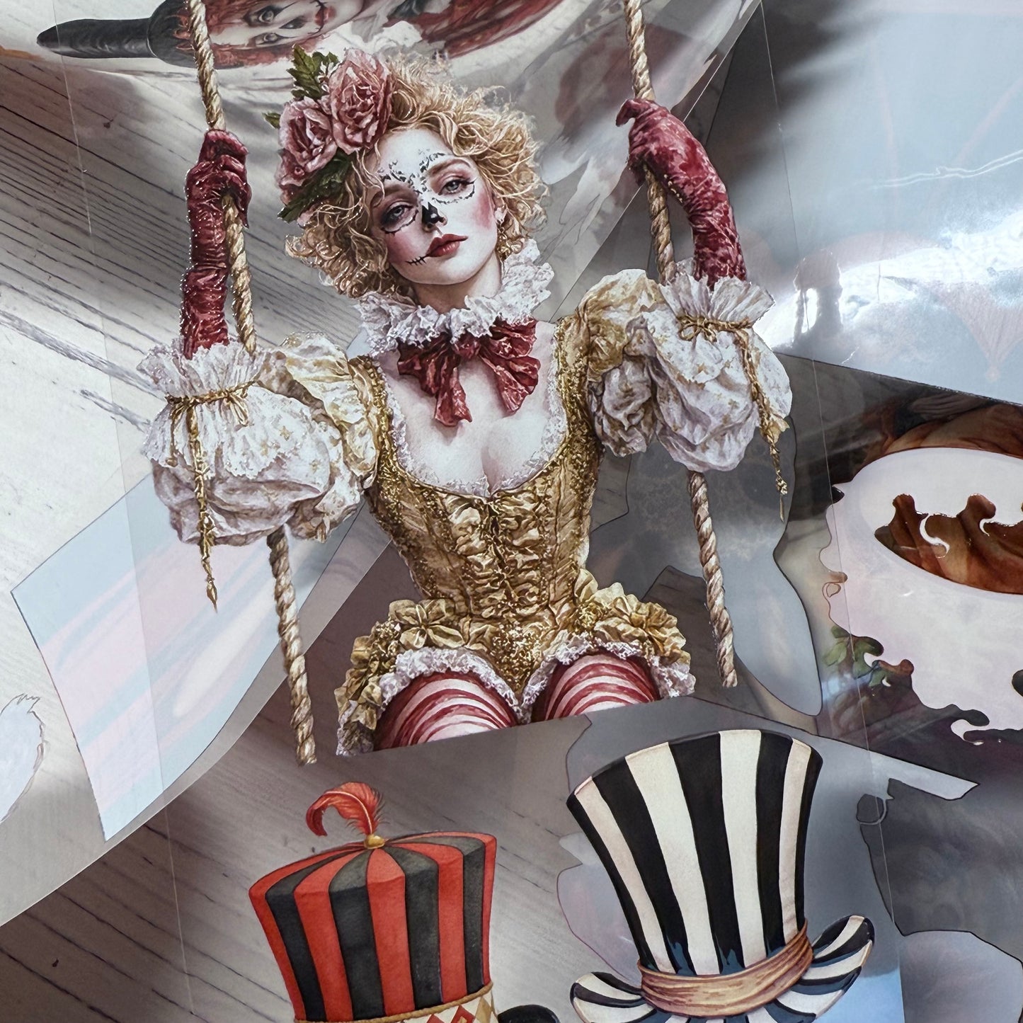 PET 3D raised Autumn spell and Midnight circus tape,one roll fashion, junk journal, scrapbooking,bullet journal, card making.