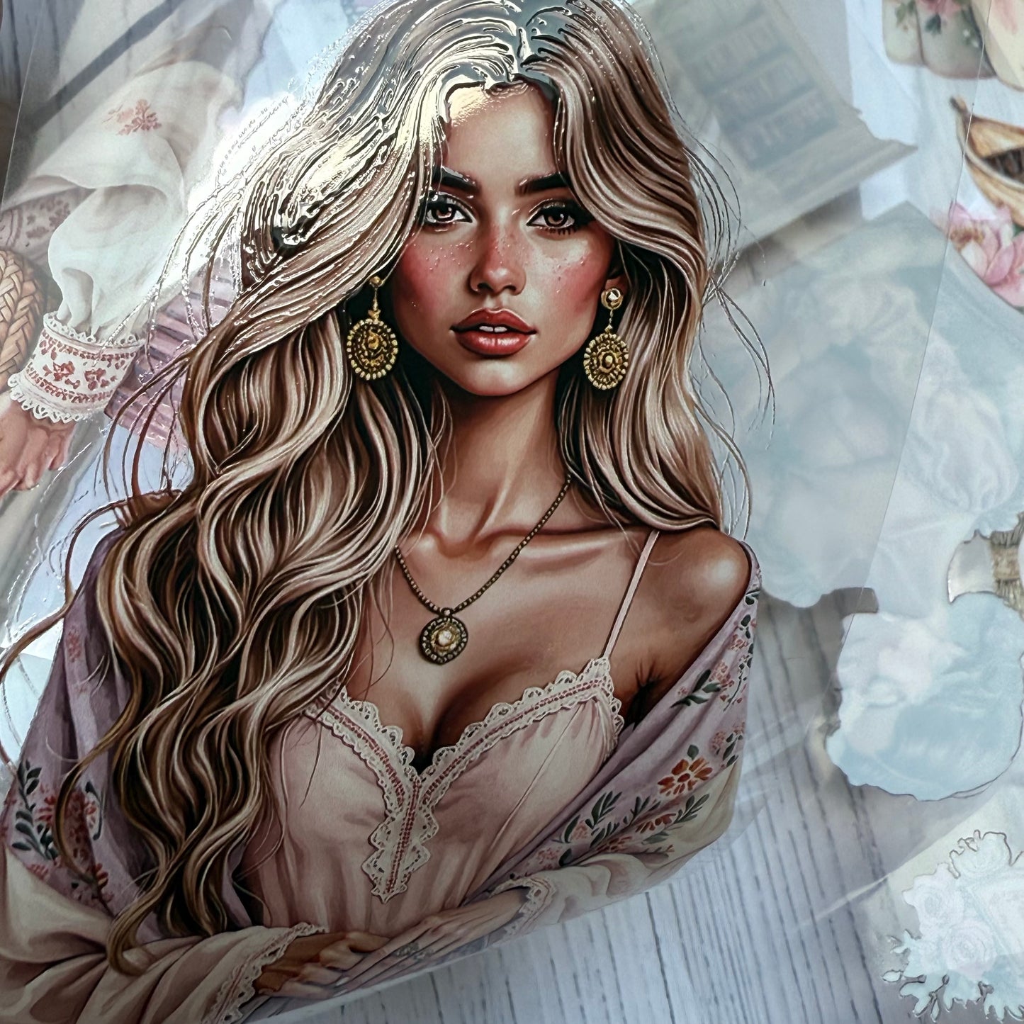 PET 3D raised Vintage romance and Bohemian World tape,one roll fashion, junk journal, scrapbooking,bullet journal, card making.