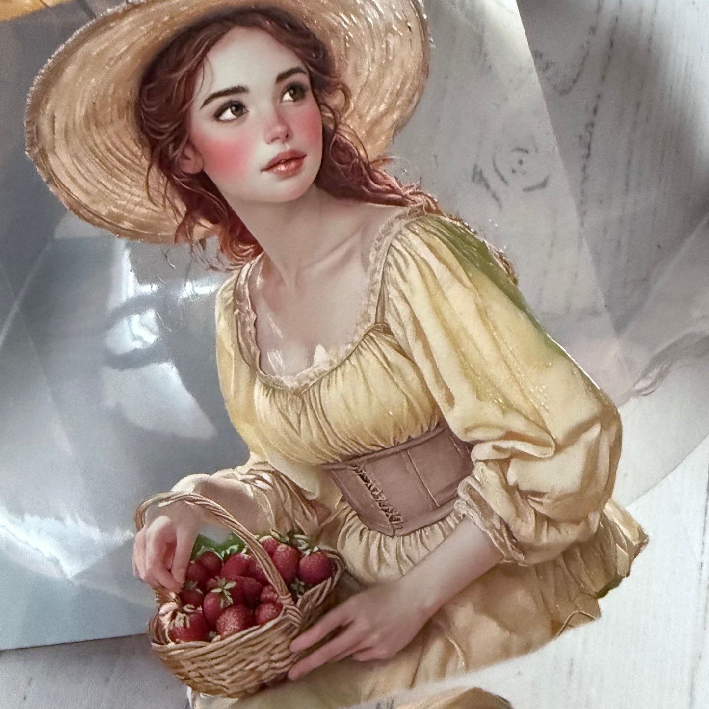 PET 3D raised Baker's wife and Strawberry girl tape,one roll fashion, junk journal, scrapbooking,bullet journal, card making.