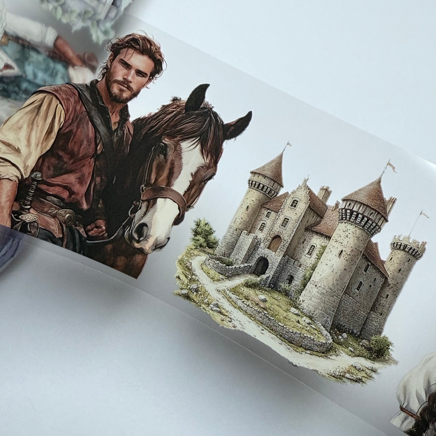 PET 3D raised Modern Rapunzel and Medieval tape,one roll fashion, junk journal, scrapbooking,bullet journal, card making.