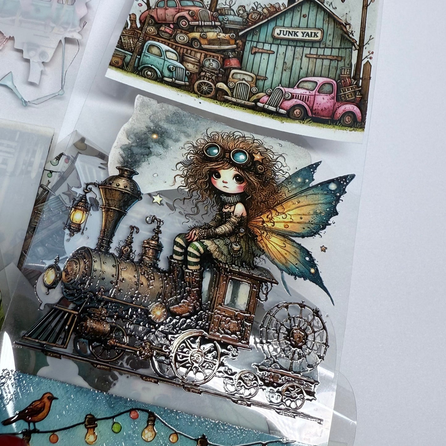 PET 3D raised Quirky Secretary and Steampunk tape,one roll fashion, junk journal, scrapbooking,bullet journal, card making.
