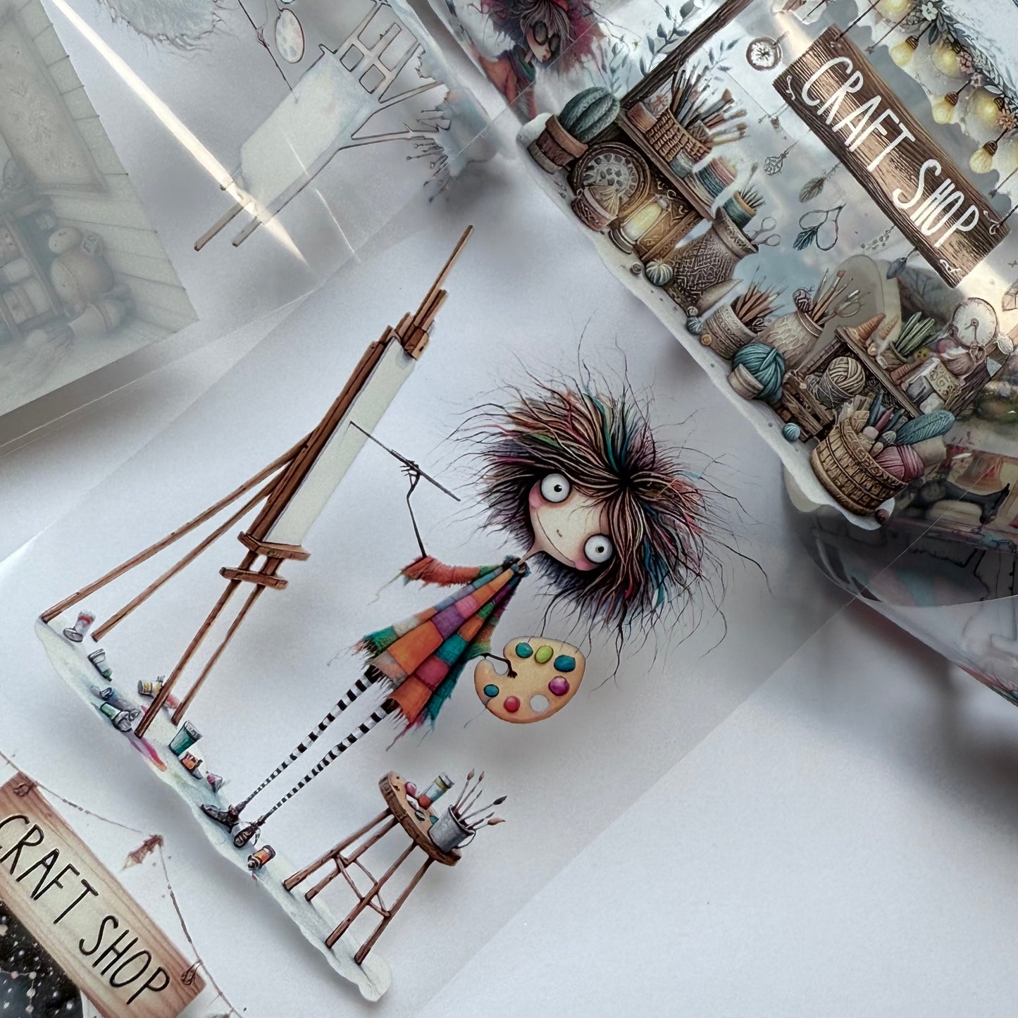 PET 3D raised Quirky Artist and Sewing tape,one roll fashion, junk journal, scrapbooking,bullet journal, card making.