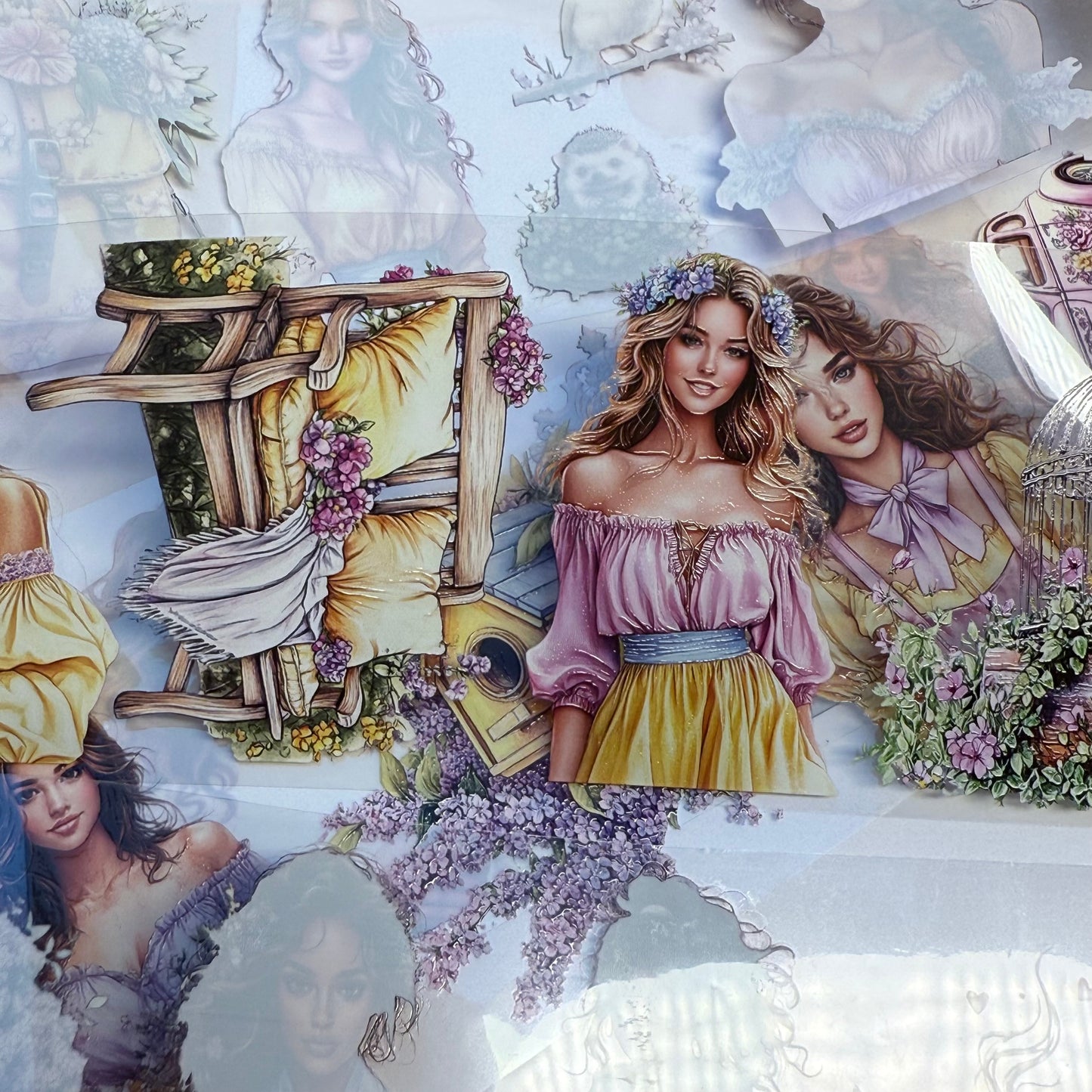 PET 3D raised Book lover and Cottage Springtime tape,one roll fashion, junk journal, scrapbooking,bullet journal, card making.