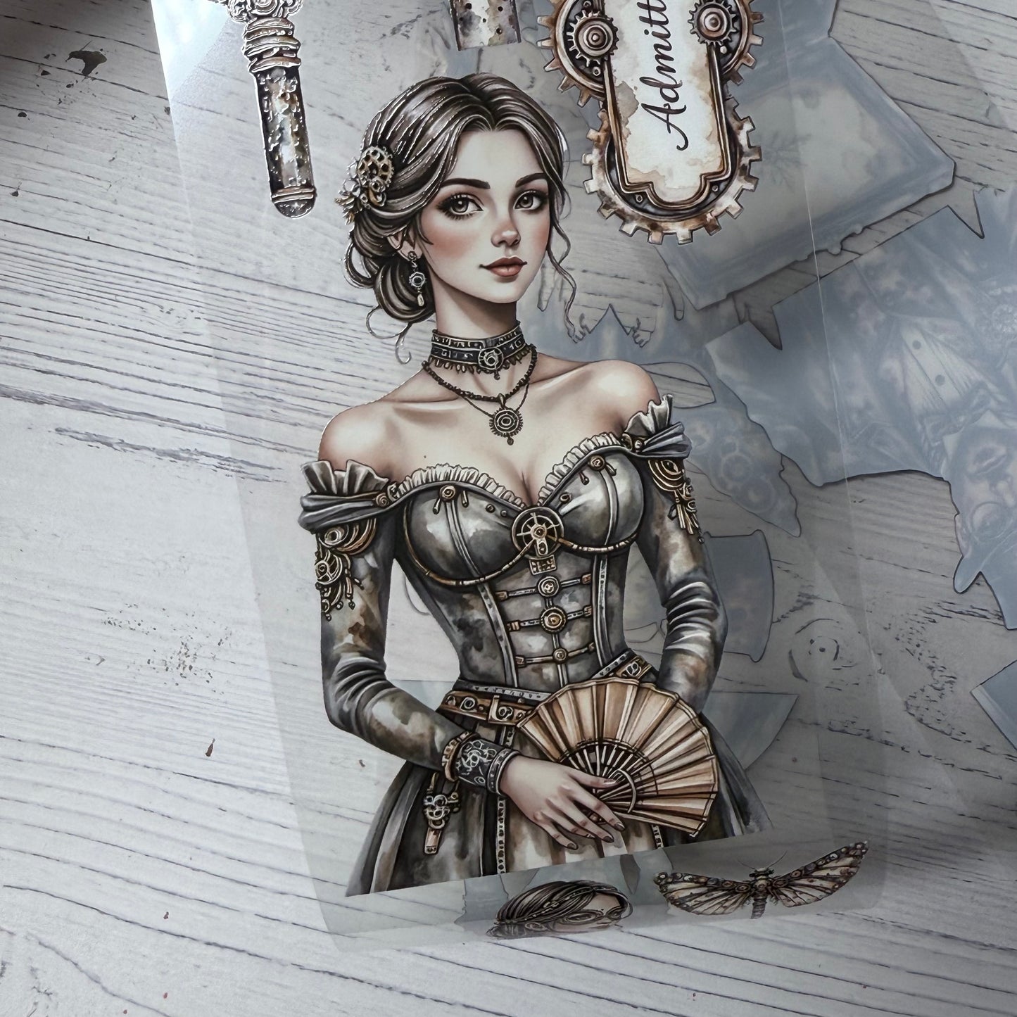 PET 3D raised Steampunk ballroom soiree and Autumn in the country tape,one roll fashion, junk journal, scrapbooking,bullet journal, card making.