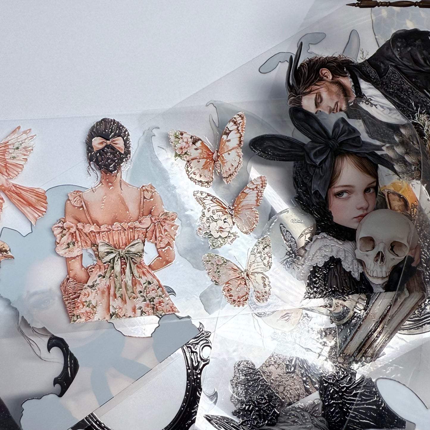 PET 3D raised Peachy Spring and Onyx Nocturne Easter tape,one roll fashion, junk journal, scrapbooking,bullet journal, card making.
