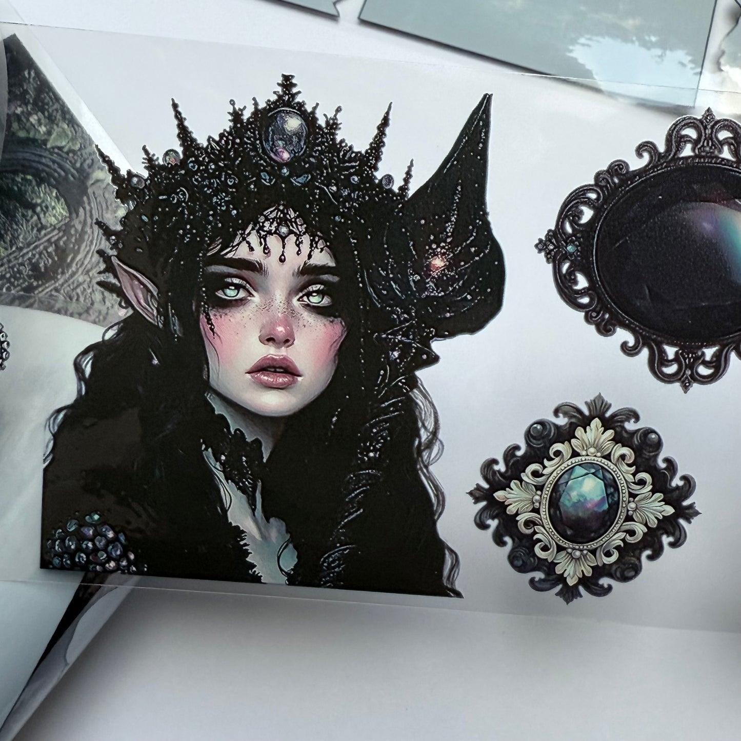 PET 3D raised Lost Garden of Shadows and Obsidian sea witch tape,one roll fashion, junk journal, scrapbooking,bullet journal, card making.