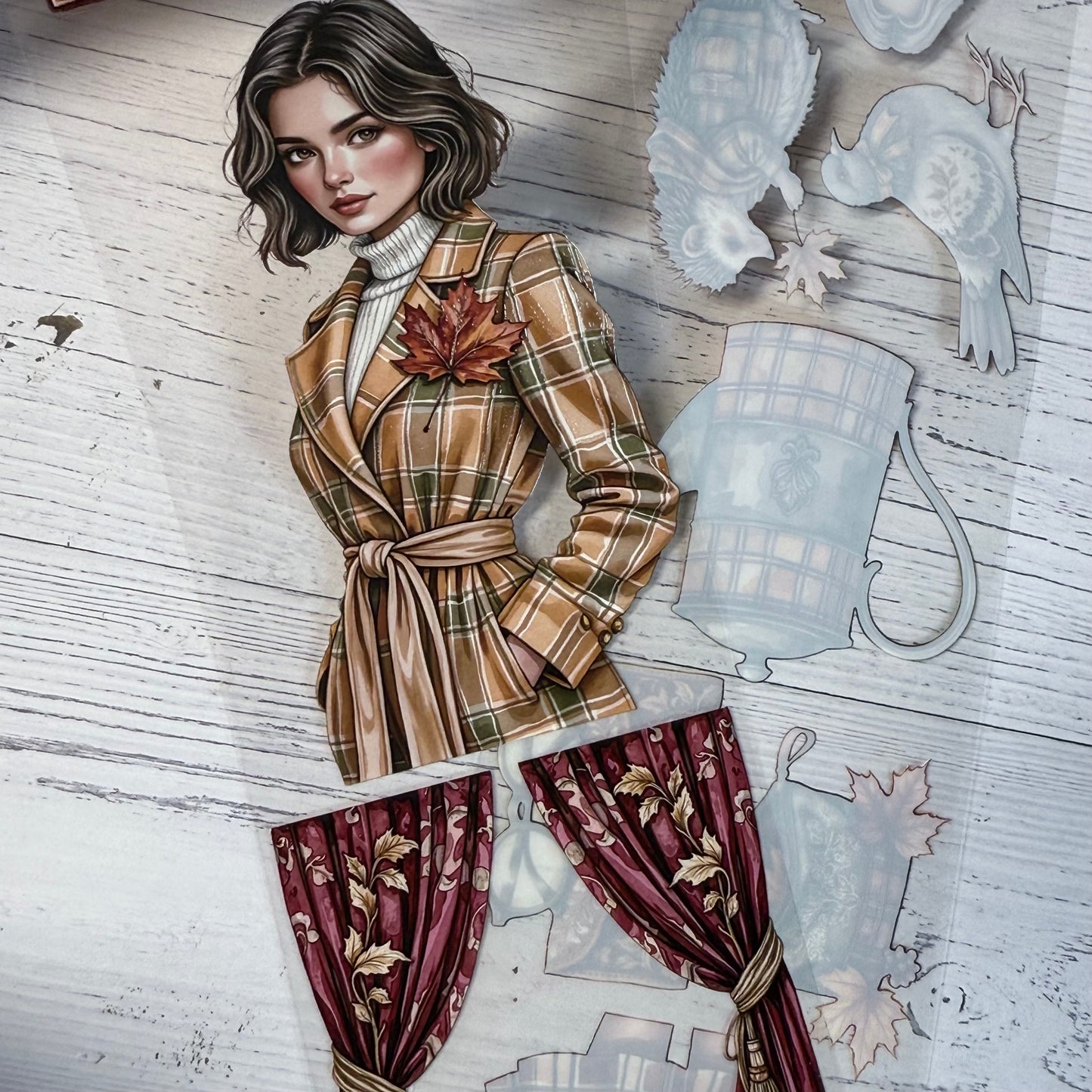 PET 3D raised Autumn reverie and Coffee time tape,one roll fashion, junk journal, scrapbooking,bullet journal, card making.