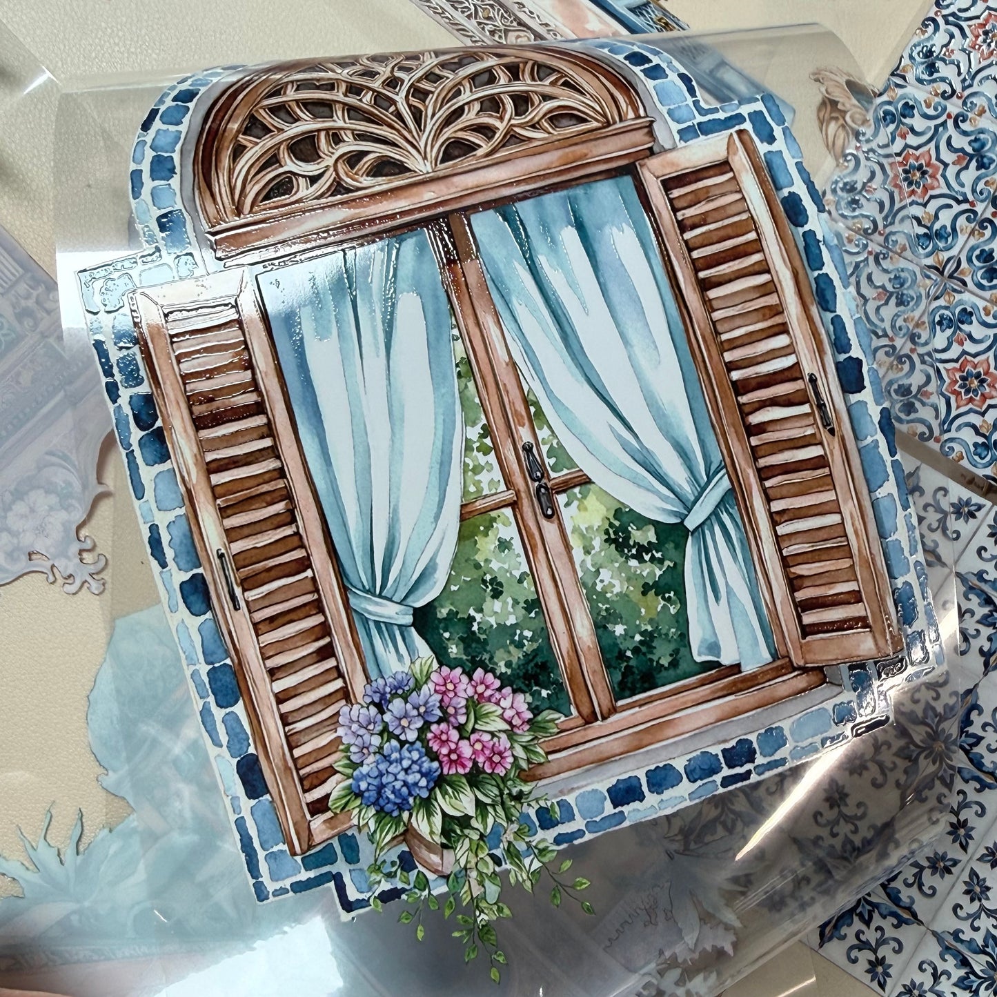 PET 3D raised Landscape East addiction tape,one roll fashion, junk journal, scrapbooking,bullet journal, card making.