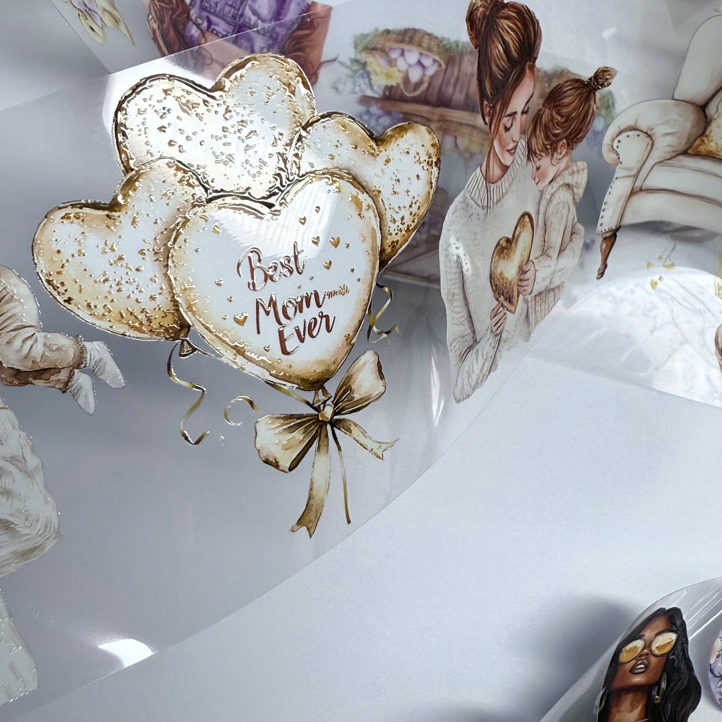 PET 3D raised Mothersday and Easter time tape,one roll fashion, junk journal, scrapbooking,bullet journal, card making.