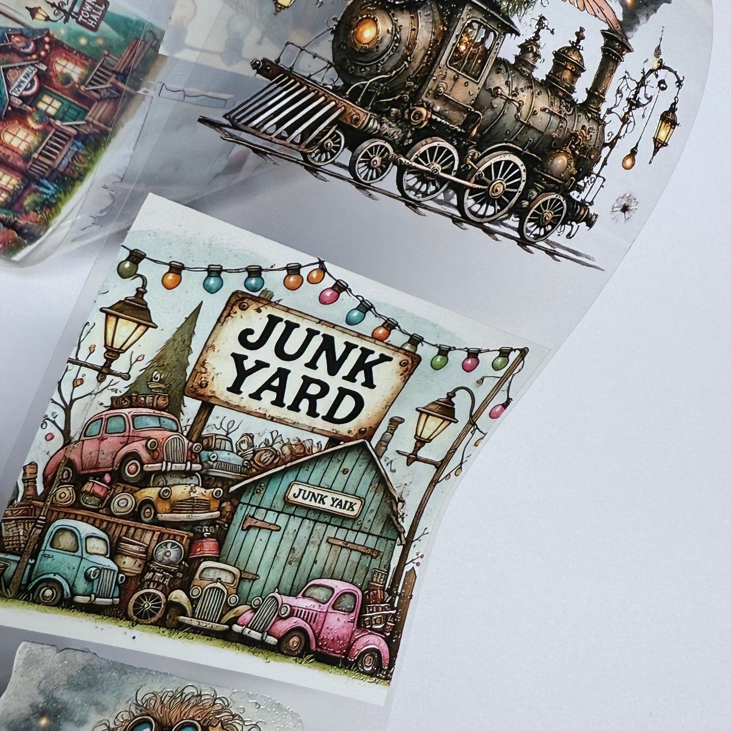 PET 3D raised Quirky Secretary and Steampunk tape,one roll fashion, junk journal, scrapbooking,bullet journal, card making.
