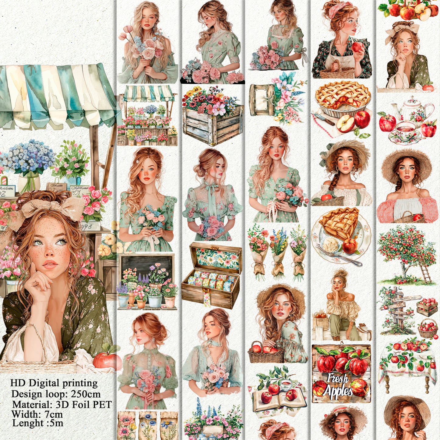 BUNDLE Summer market PET 3D raised tape