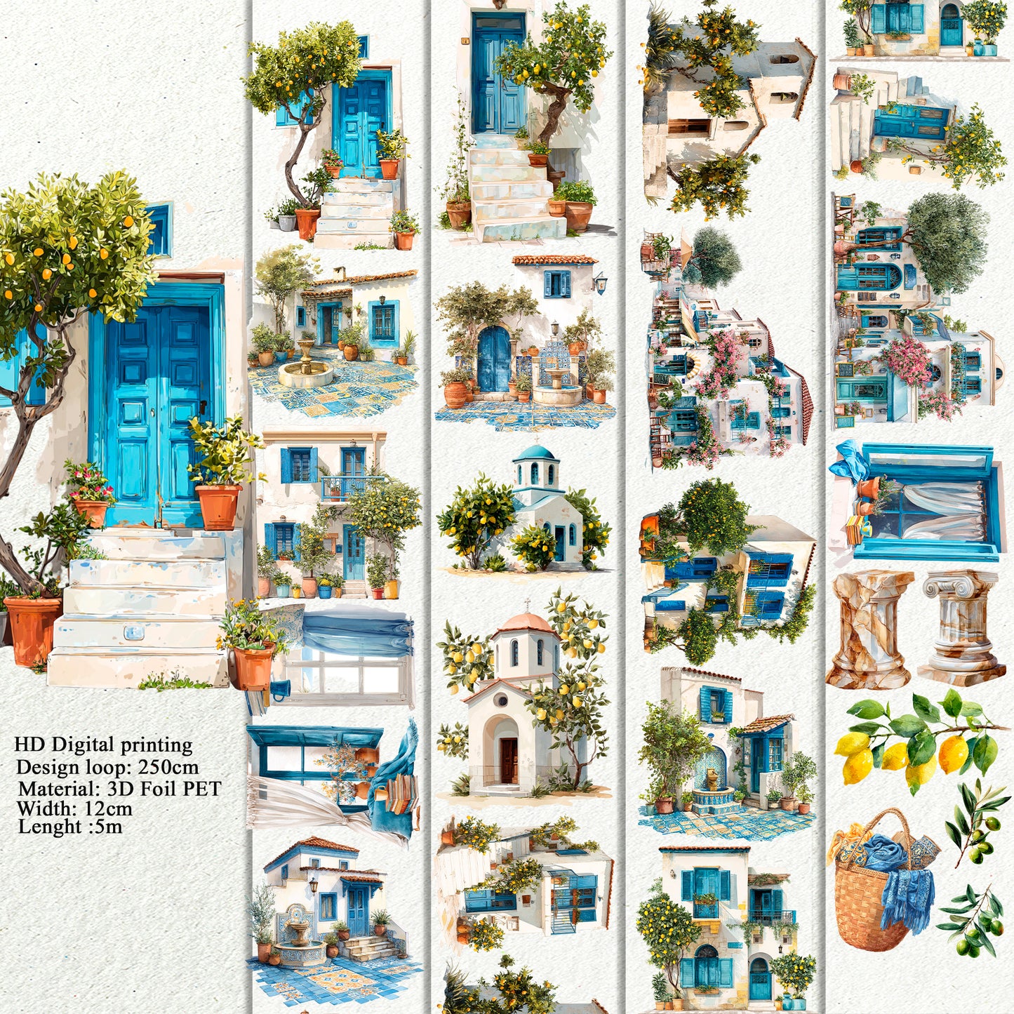PET 3D raised Greece Landscape tape