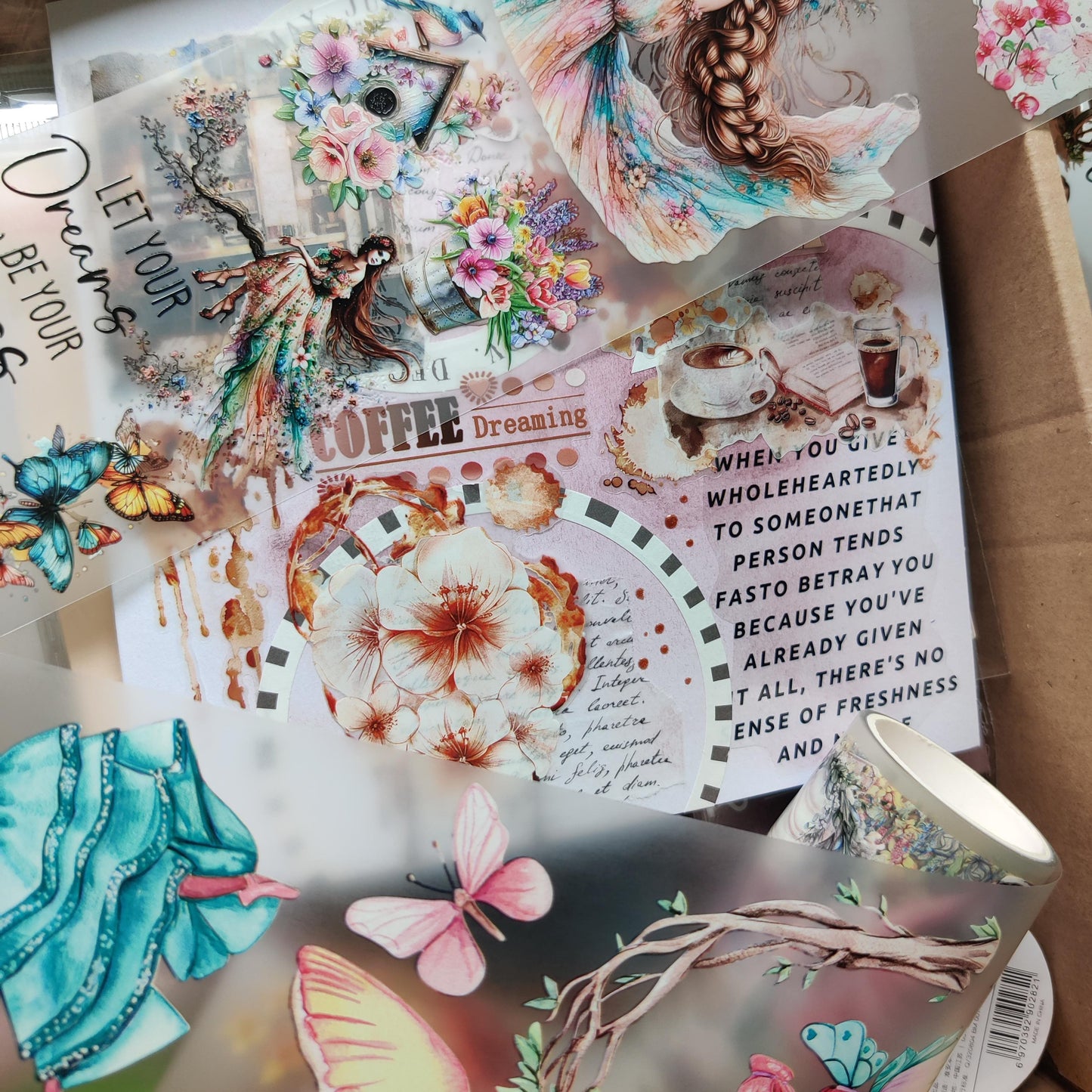 SURPRISE Sticker and Washi tape box for scrapbook, gift box junk journal, scrapbooking, bullet journal, planners,card making, wedding