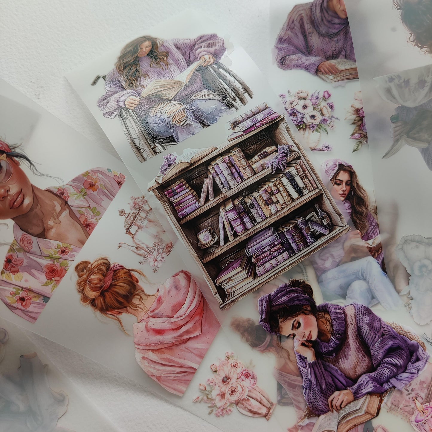 PET 3D raised tape lilac&pink home day tape,one roll vintage fashion, junk journal, scrapbooking,bullet journal, card making.