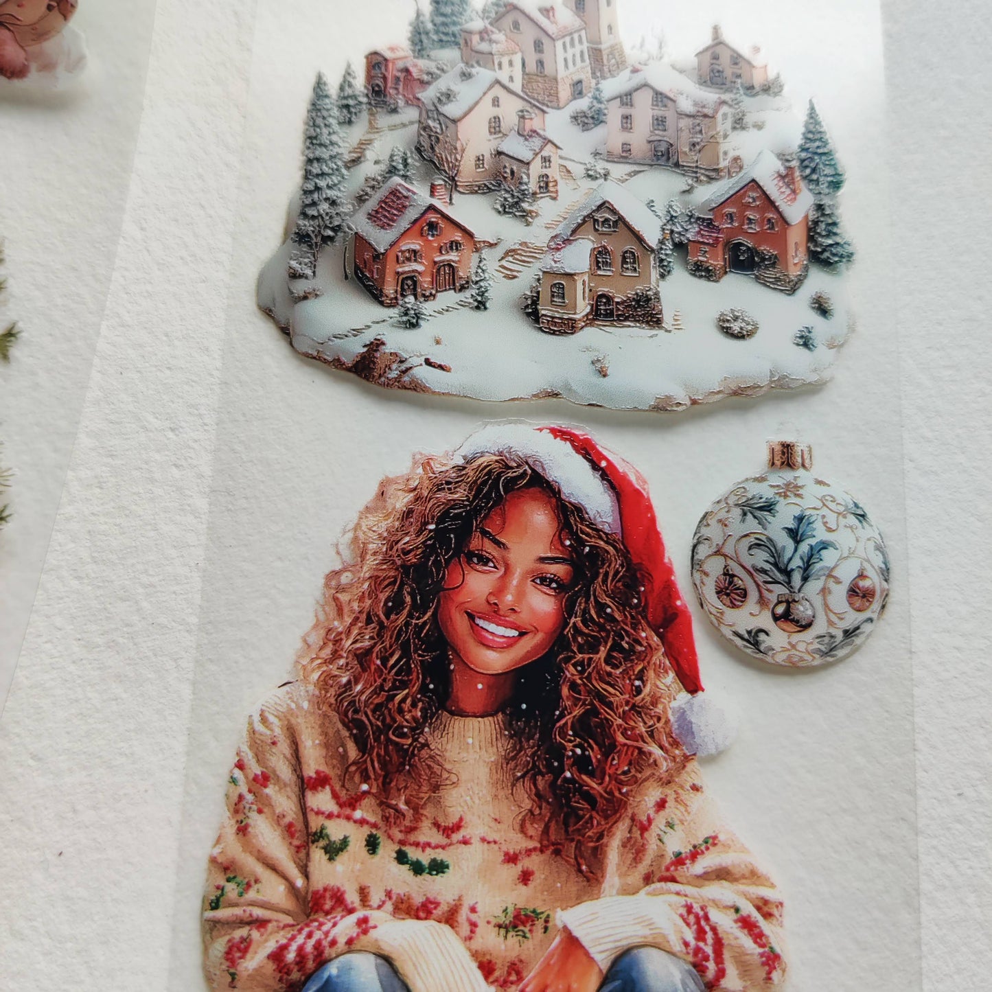 PET 3D raised tape boho and gingerbread Christmas day tape,one roll vintage fashion, junk journal, scrapbooking,bullet journal, card making.