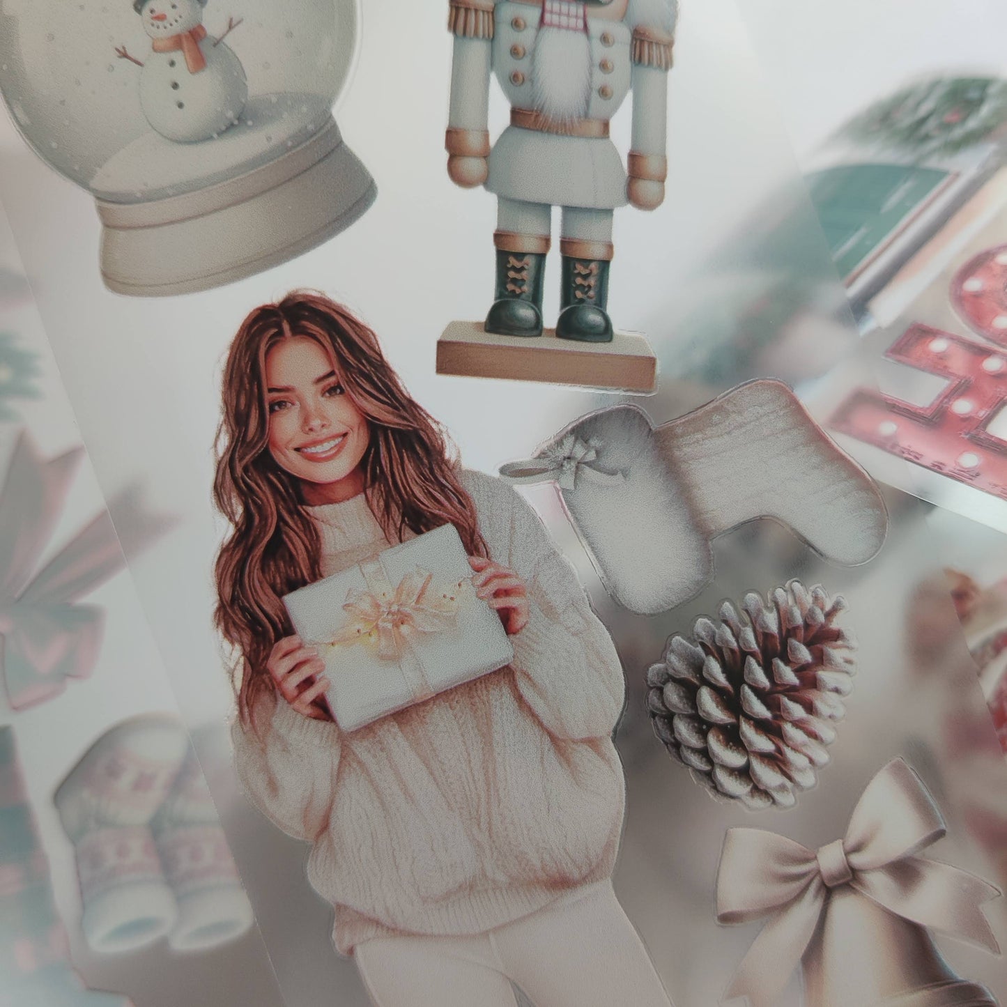 PET 3D raised tape red and white Christmas day tape,one roll vintage fashion, junk journal, scrapbooking,bullet journal, card making.