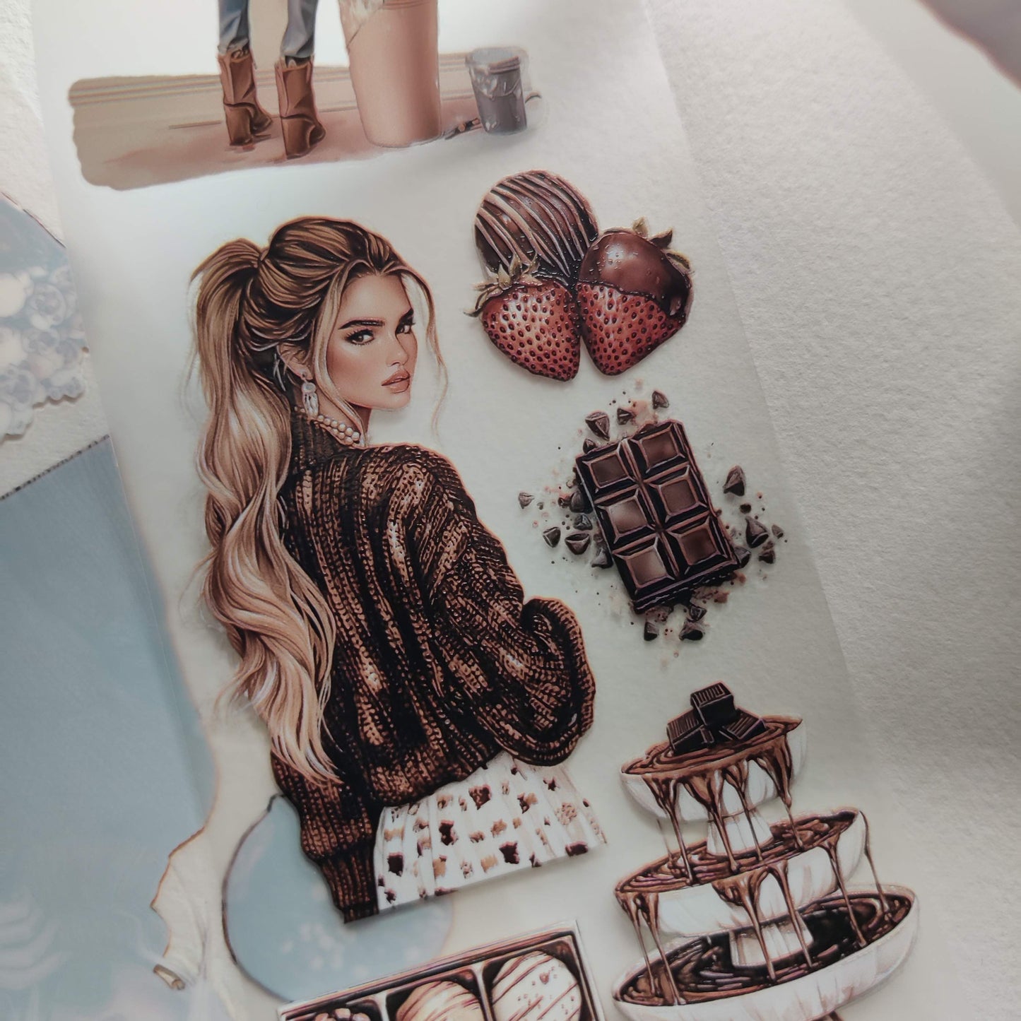 PET 3D raised tape moving and chocolate addictiontape,one roll fashion, junk journal, scrapbooking,bullet journal, card making.