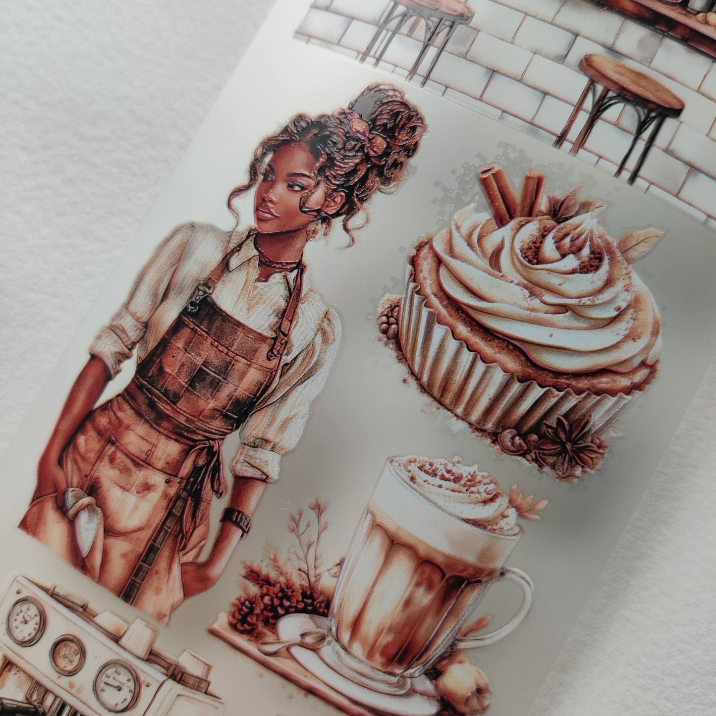 PET 3D raised tape coffe and fierce tape,one roll fashion, junk journal, scrapbooking,bullet journal, card making.