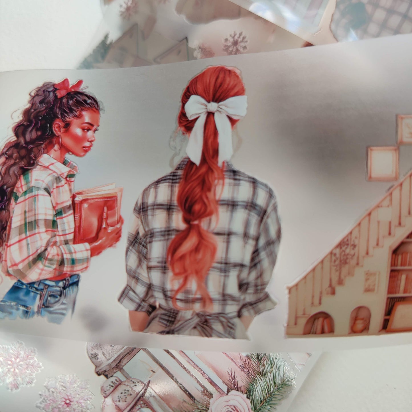 PET 3D raised tape book addicted and romantic winter tape,one roll fashion, junk journal, scrapbooking,bullet journal, card making.