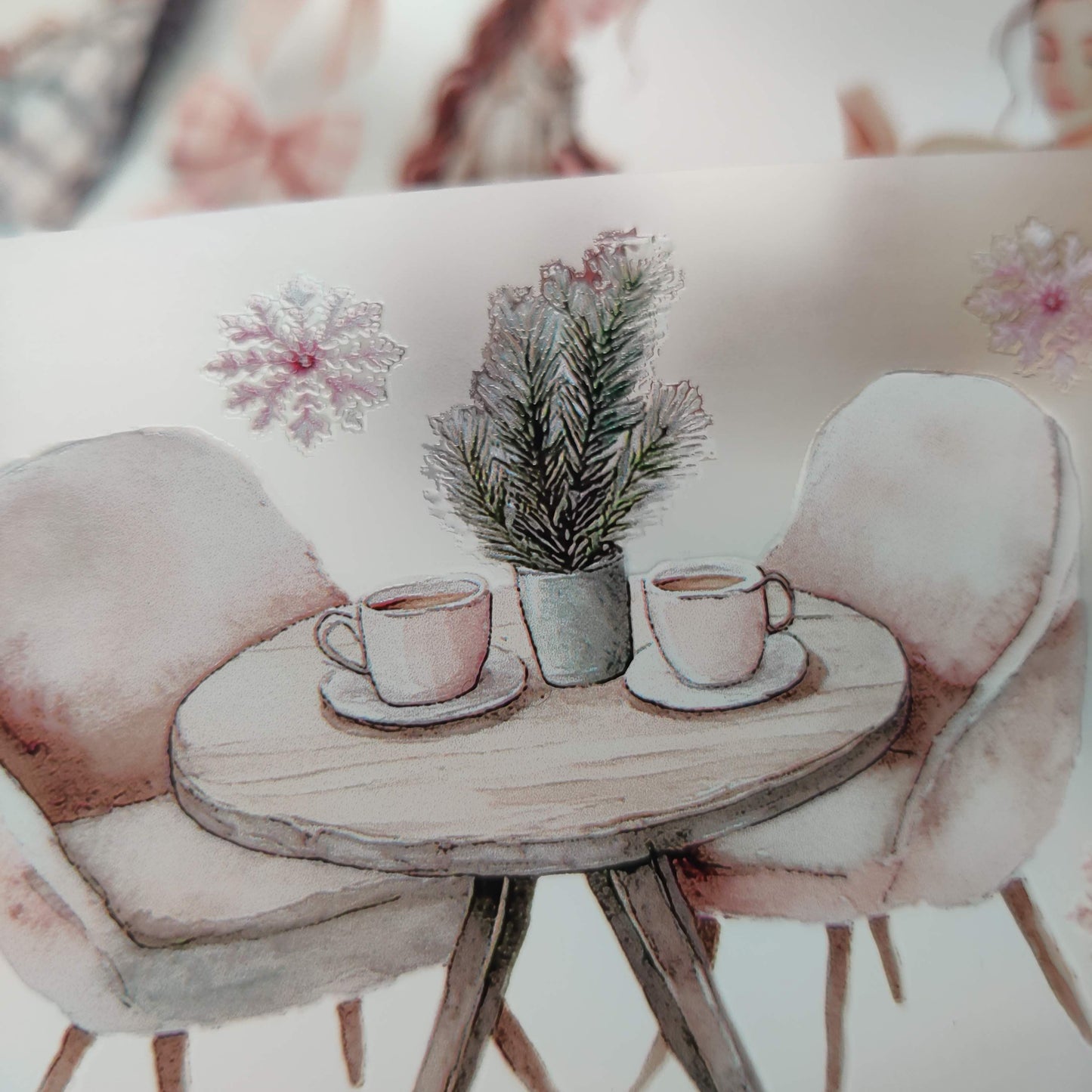 PET 3D raised tape book addicted and romantic winter tape,one roll fashion, junk journal, scrapbooking,bullet journal, card making.