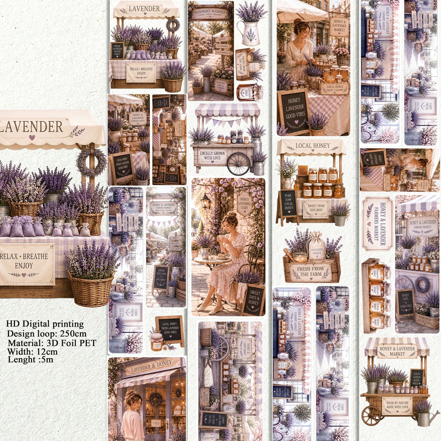 PET 3D raised Lavendel and Honey Landscape tape