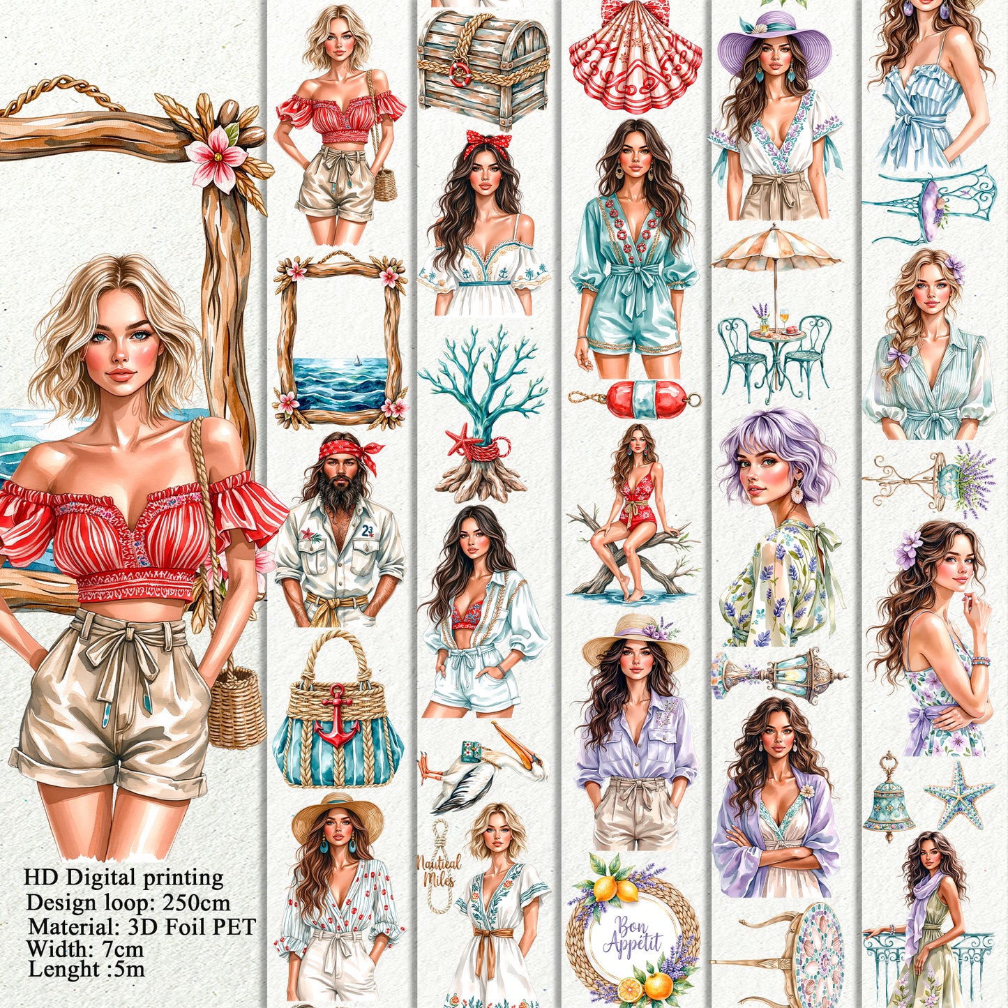 Marina Summer Vacation and Soleil Reverie PET 3D raised tape