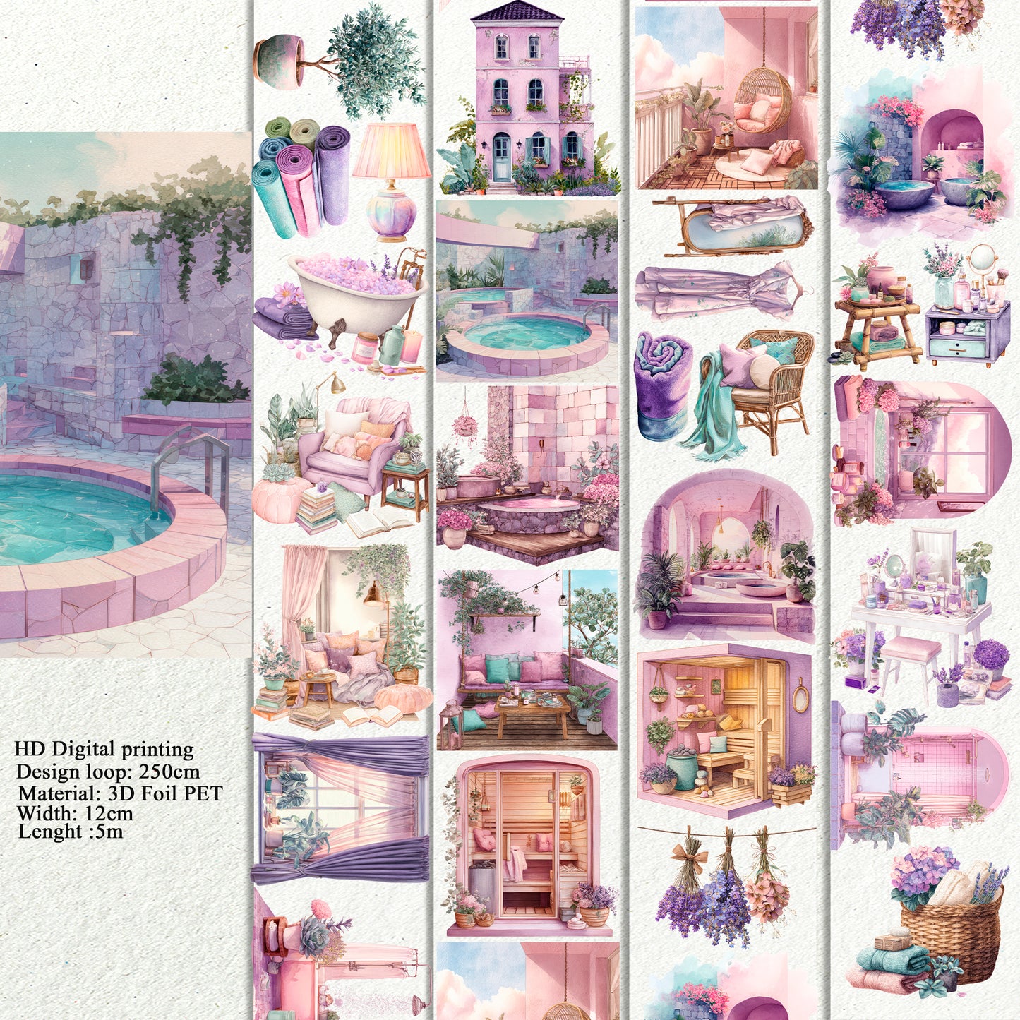 PET 3D raised Summer Self Care Day Landscape tape