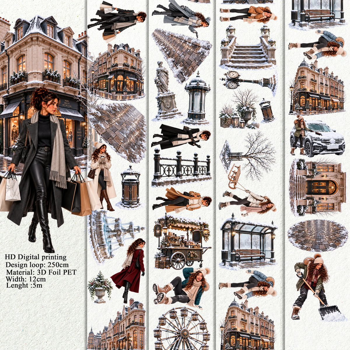 Winter in a City Landscape PET 3D raised tape.