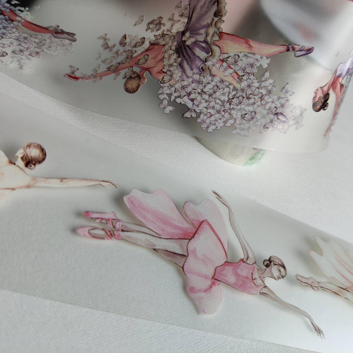 PET tape romantic ballerina and butterflyes,one roll vintage fashion, junk journal, scrapbooking, planners,card making,paper crafts.