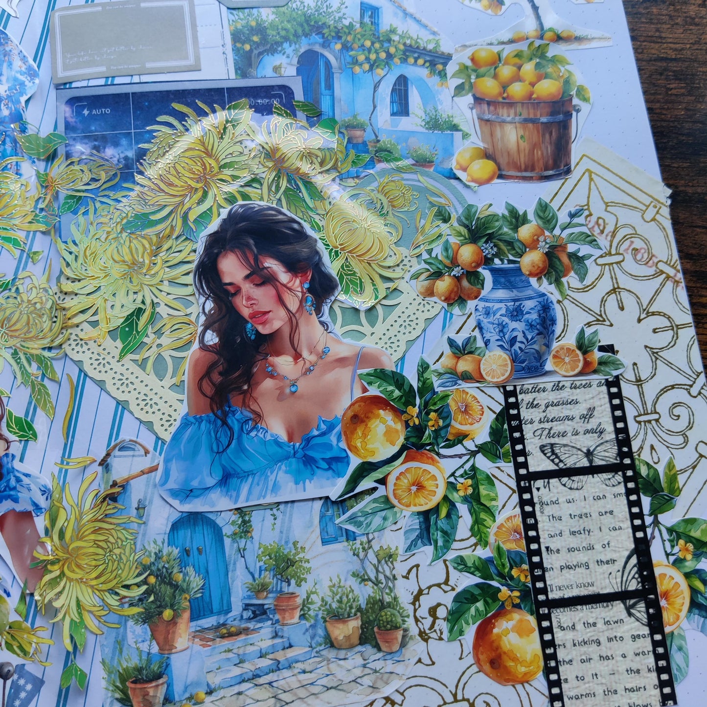 PET 3D raised tape Santorini summer vacation tape,one roll vintage fashion, junk journal, scrapbooking, planners,card making, paper crafts