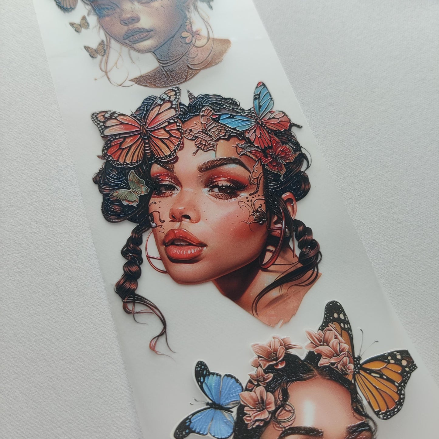 PET 3D raised tape fashion girls with buttefly,one roll vintage fashion, junk journal, scrapbooking,bullet journal, planners,card making.