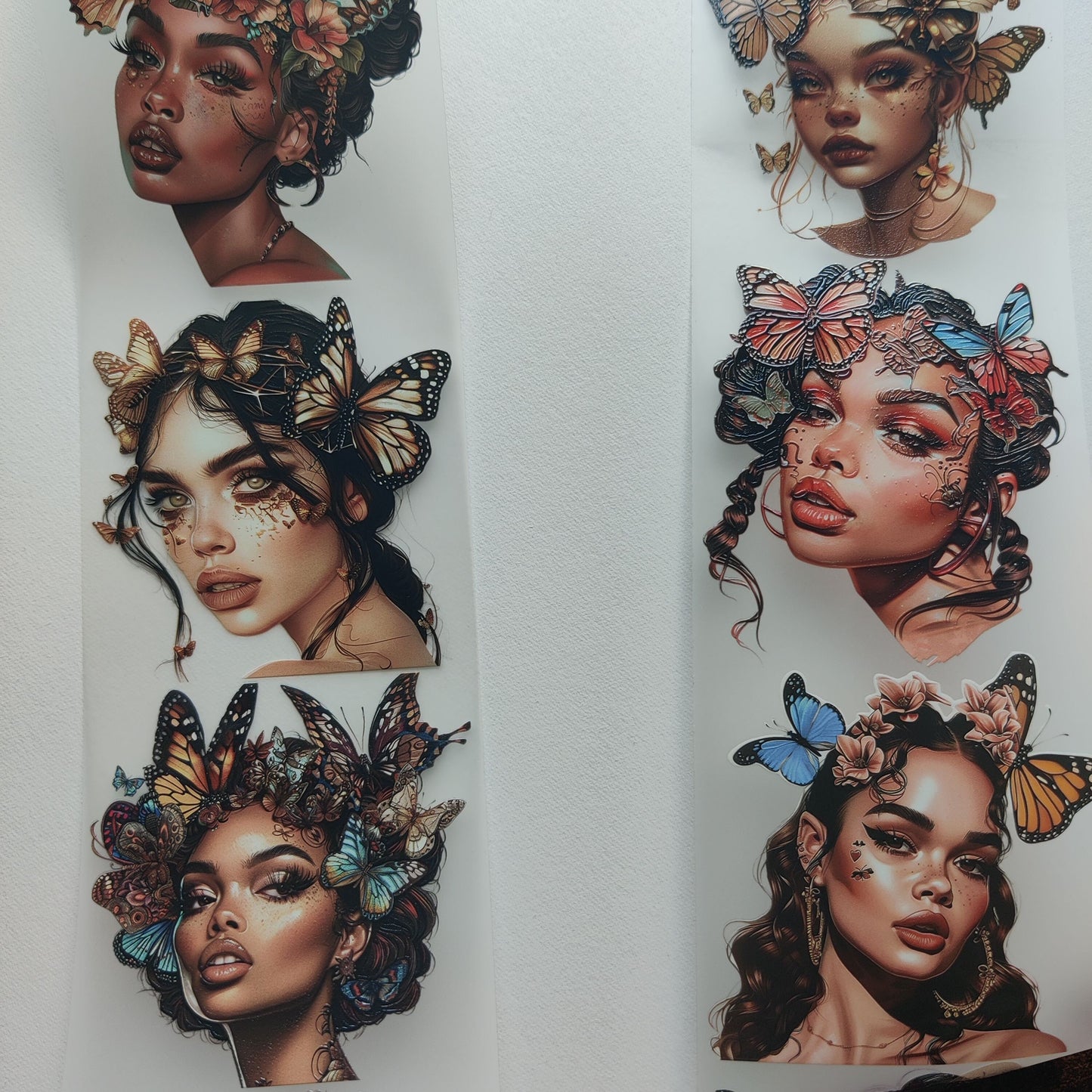 PET 3D raised tape fashion girls with buttefly,one roll vintage fashion, junk journal, scrapbooking,bullet journal, planners,card making.