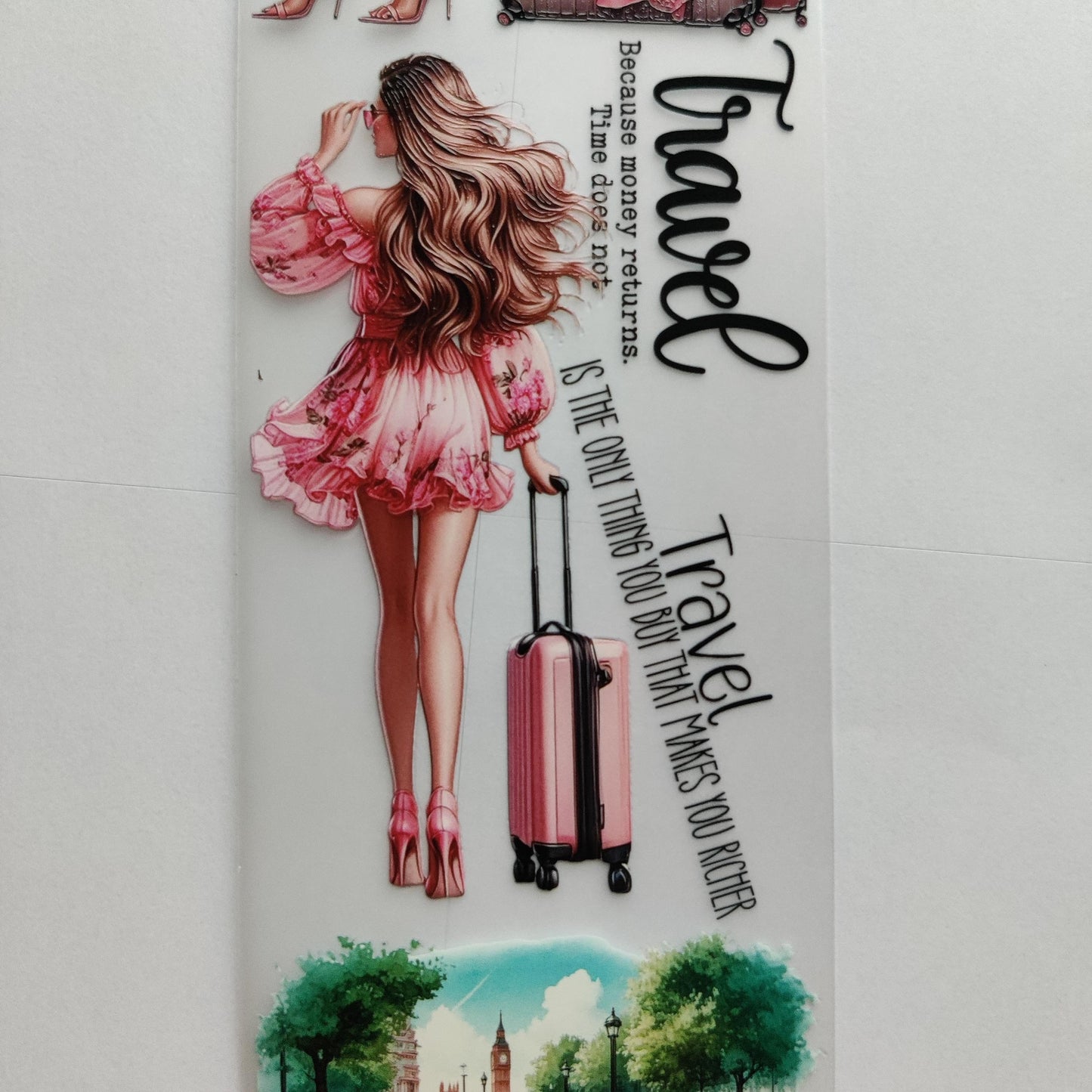 PET 3D raised tape time to travel girls tape,one roll vintage fashion, junk journal, scrapbooking,bullet journal, card making.