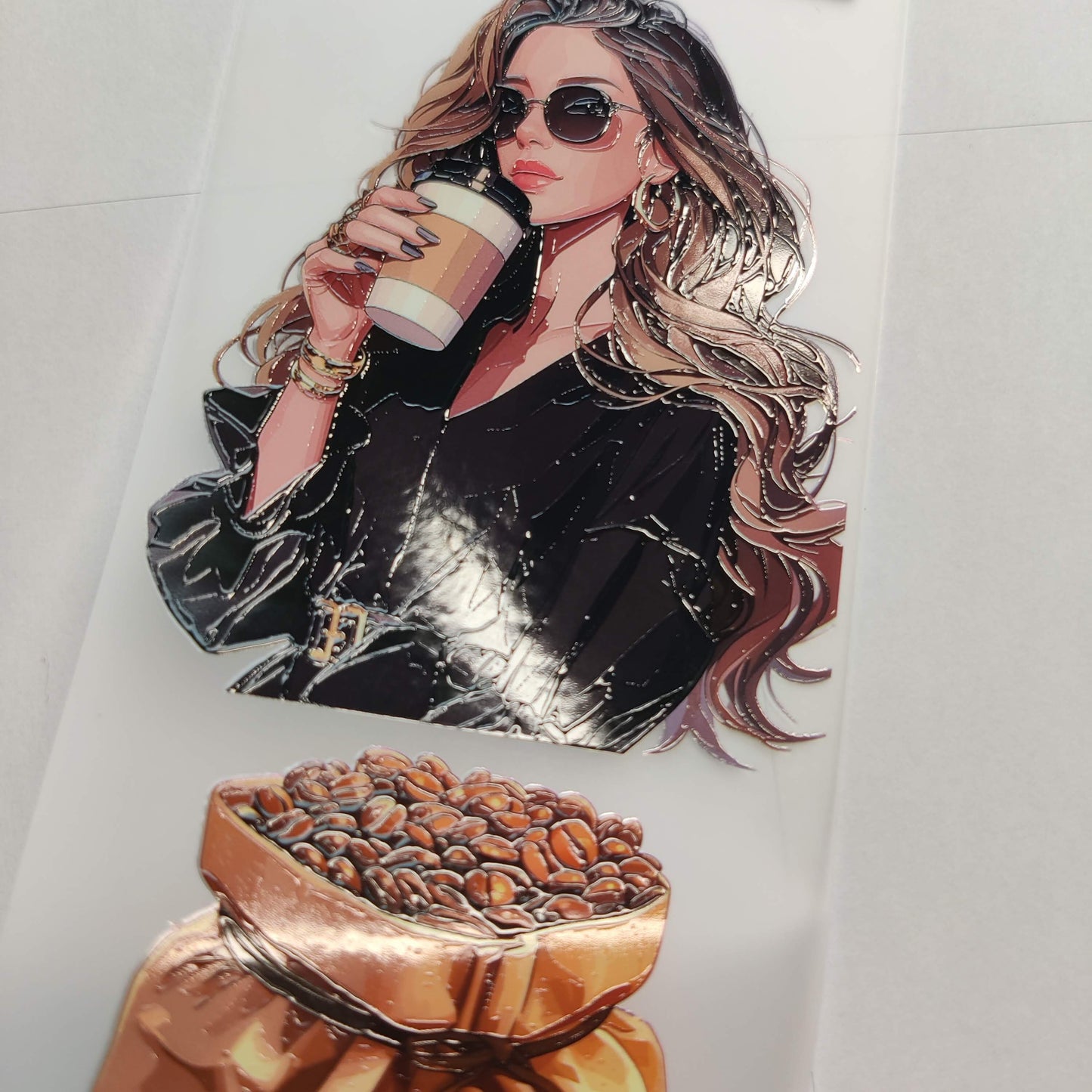 PET 3D raised tape yoga and coffee lover girls tape,one roll vintage fashion, junk journal, scrapbooking,bullet journal, card making.