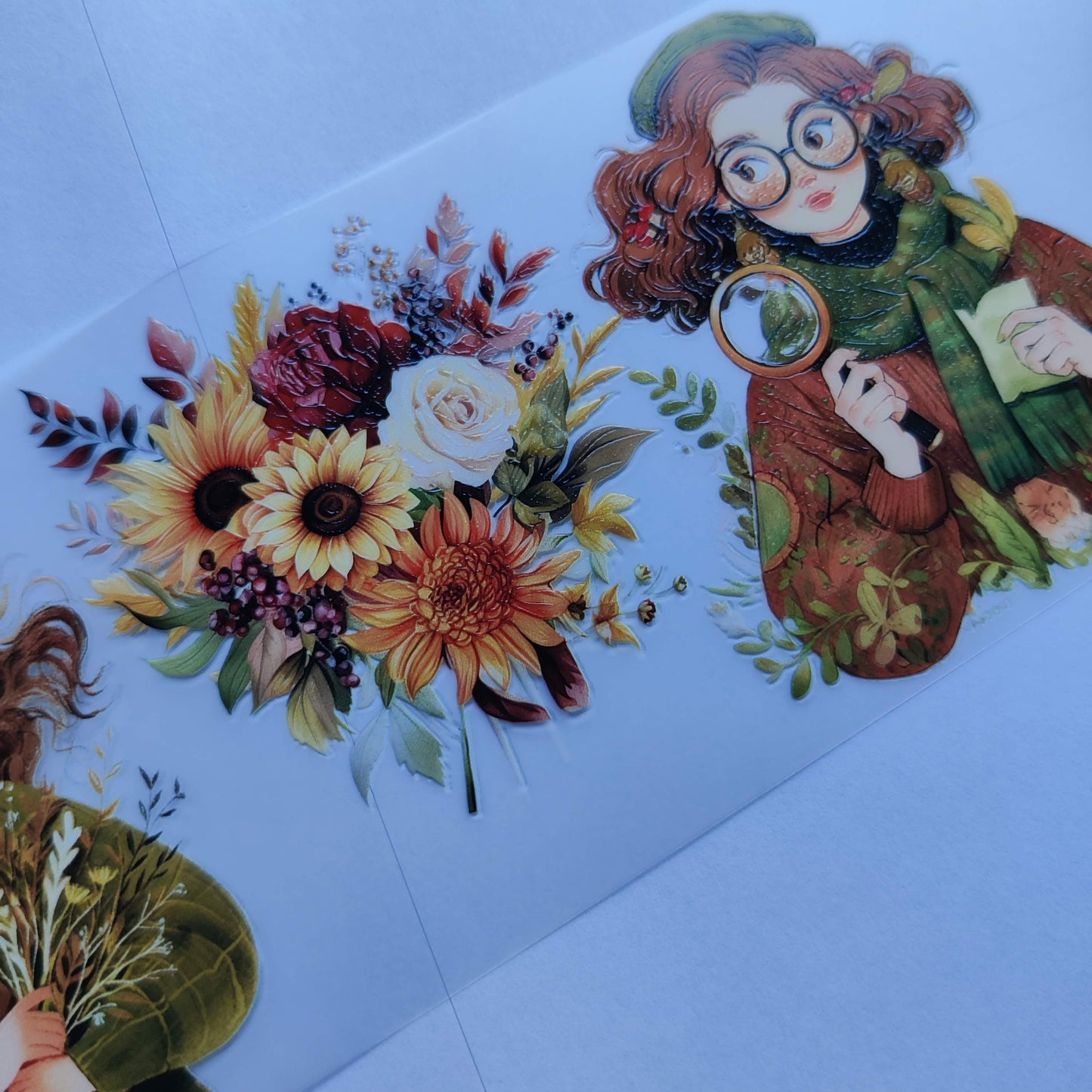 PET 3D raised tape autumn fairy girls tape,one roll vintage fashion, scrapbooking,bullet journal, planners,card making.